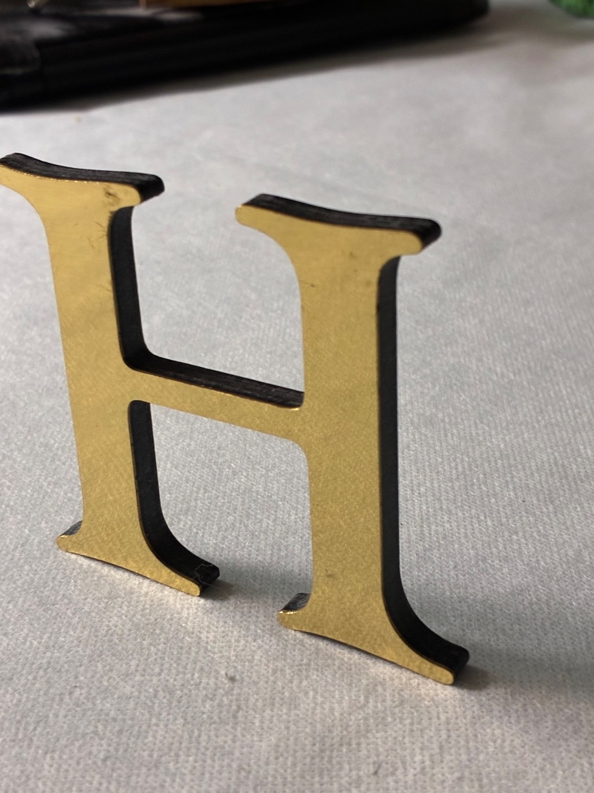 ACRYLIC GOLD FINESHED LETTER ( H ) TALL 3" INCHES