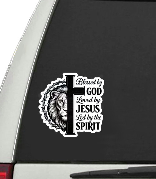 An Inspirational Religious Blessed By God High Quality Vinyl Sticker 3.3" x 3.7"