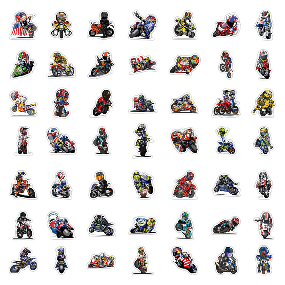 100Pcs Motorcycle Championship Cartoon Sticker for Teens Girls Water Bottles