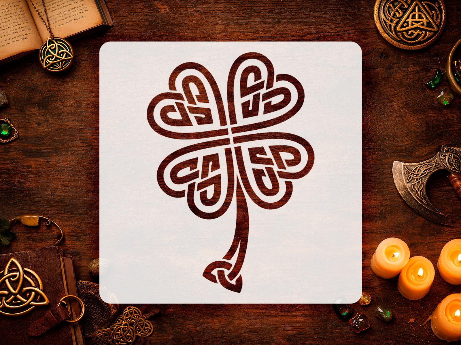 Celtic Knot Stencil Shamrock Mylar Reusable Laser Cut Paint Pattern