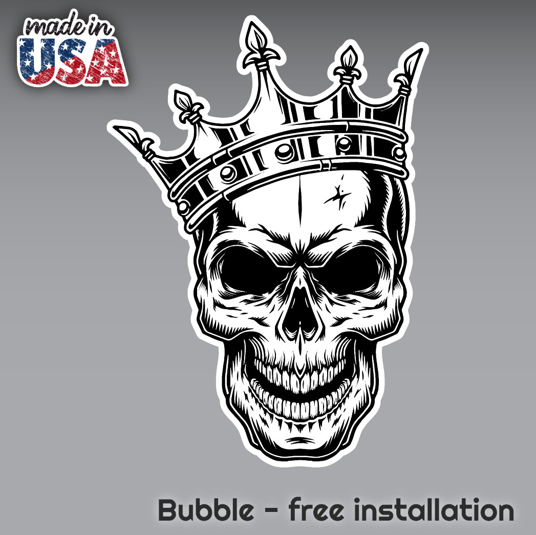 CROWN SKULL DECAL STICKER 3M MADE IN USA TRUCK BIKE HELMET VEHICLE WINDOW WALL