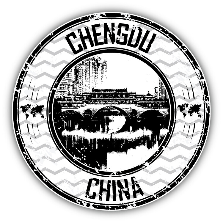 Chengdu China Grunge Rubber Stamp Travel Car Bumper Sticker Decal