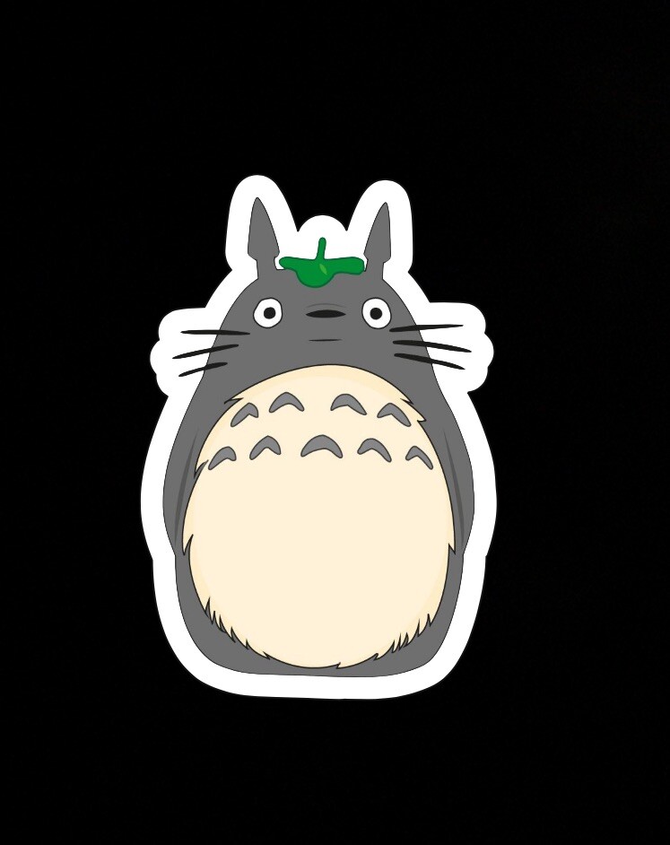 Totoro, Cute Fun Gray Anime Adorable Glossy Vinyl sticker, Decal