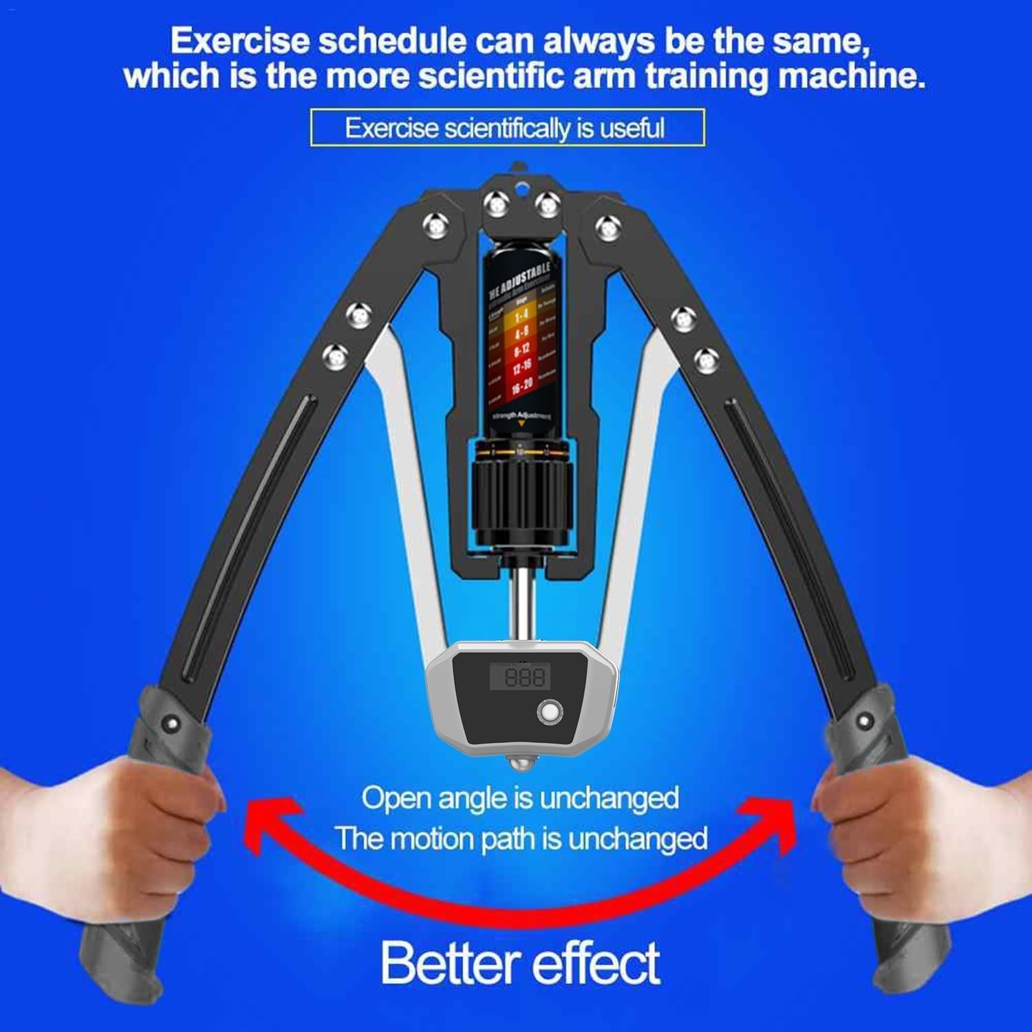 Hydraulic Adjustable Arm Exerciser: 22-440lbs Strength Trainer with LCD Display