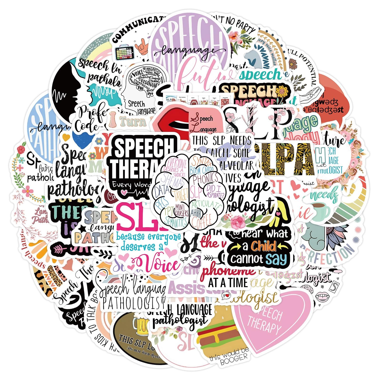 60PCS Speech Language Pathologist Stickers,SLP Waterproof Vinyl Sticker Slp