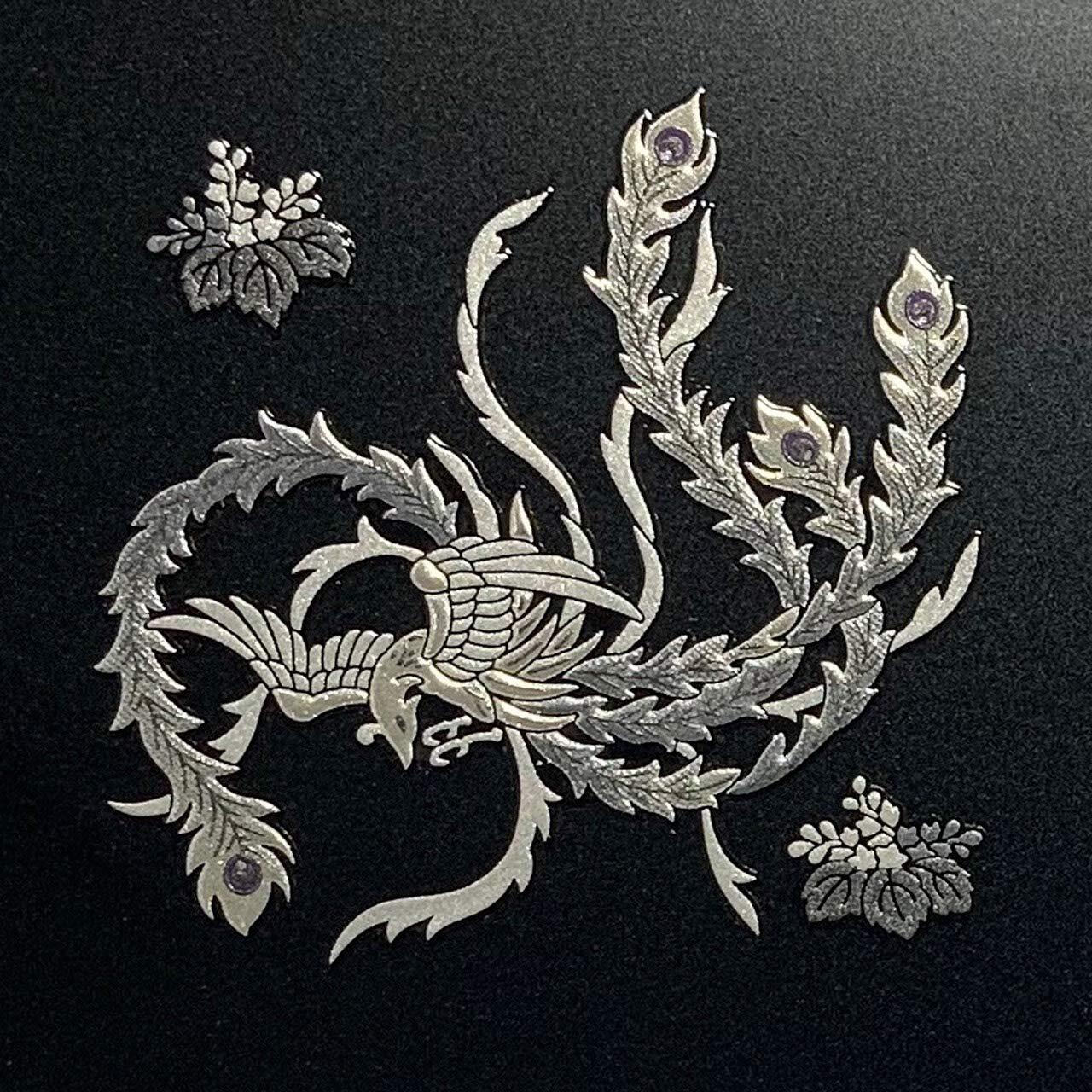 Gold Makie Transfer Decal Sticker Phoenix Decoration Design Japan Silver 2(5cm