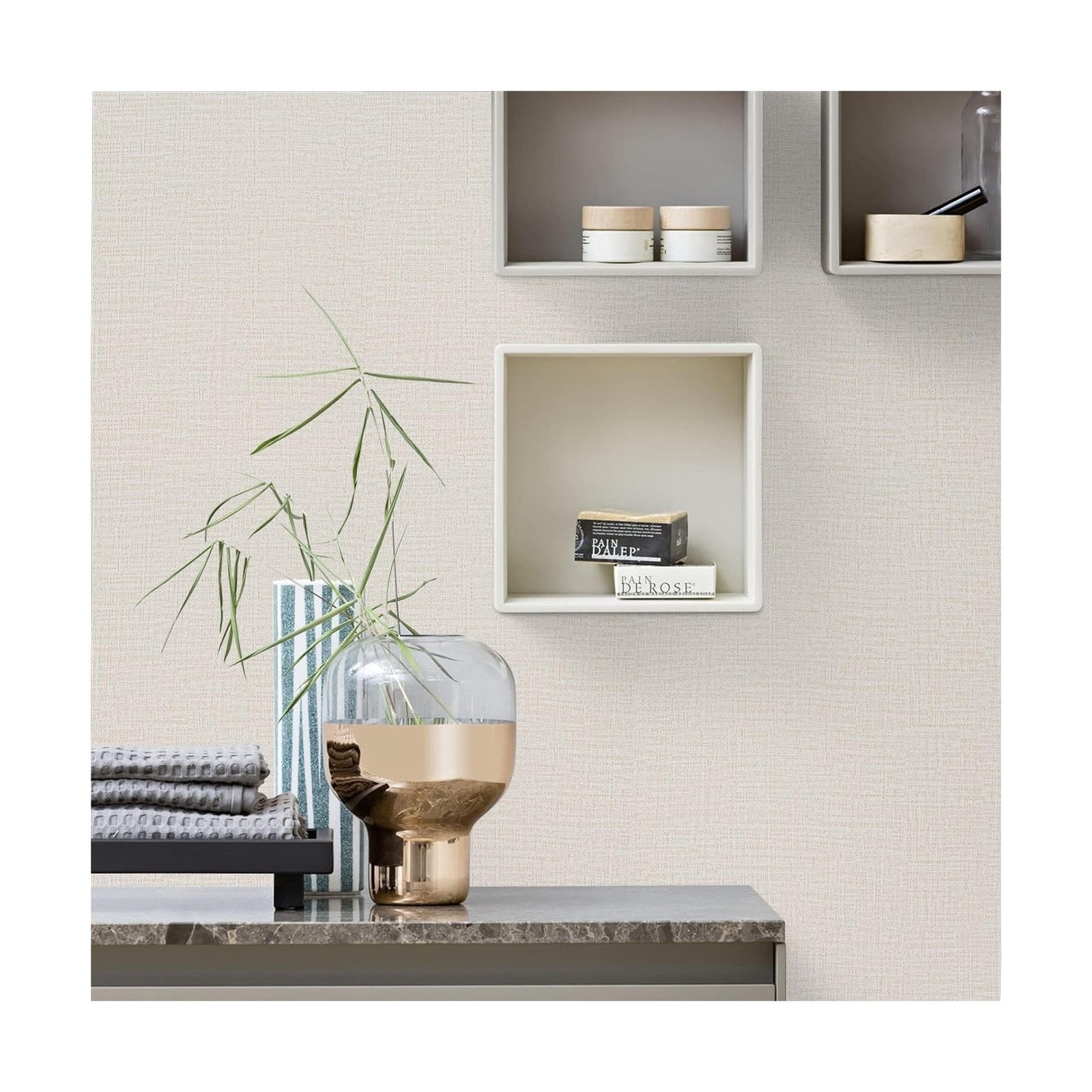 TANONE Contact Paper Peel and Stick (15.8 in X 118 in), Grasscloth Wallpaper …