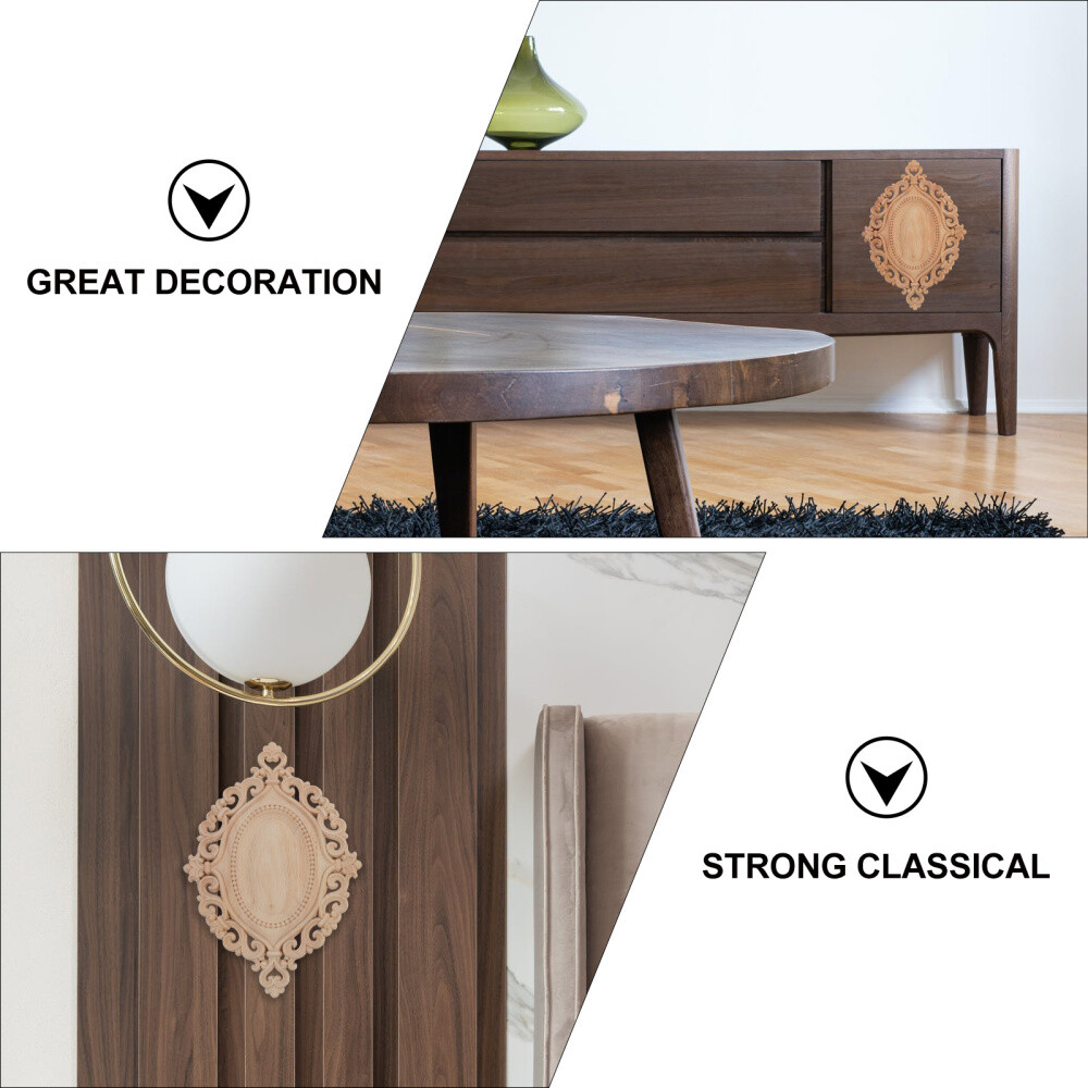 2pcs Wood Carved Onlay Wood Carving Appliques Traditional Furniture Wood Decal