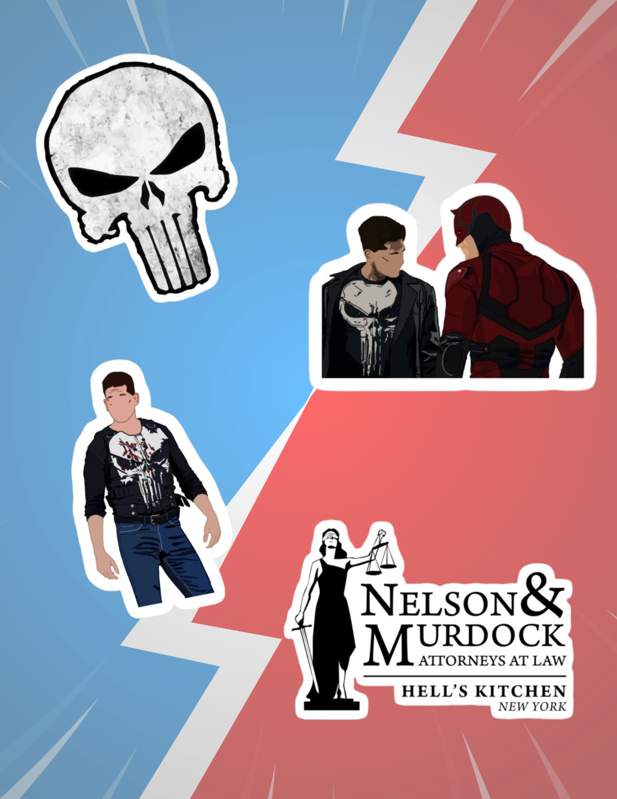 Punisher 4pc Sticker Pack