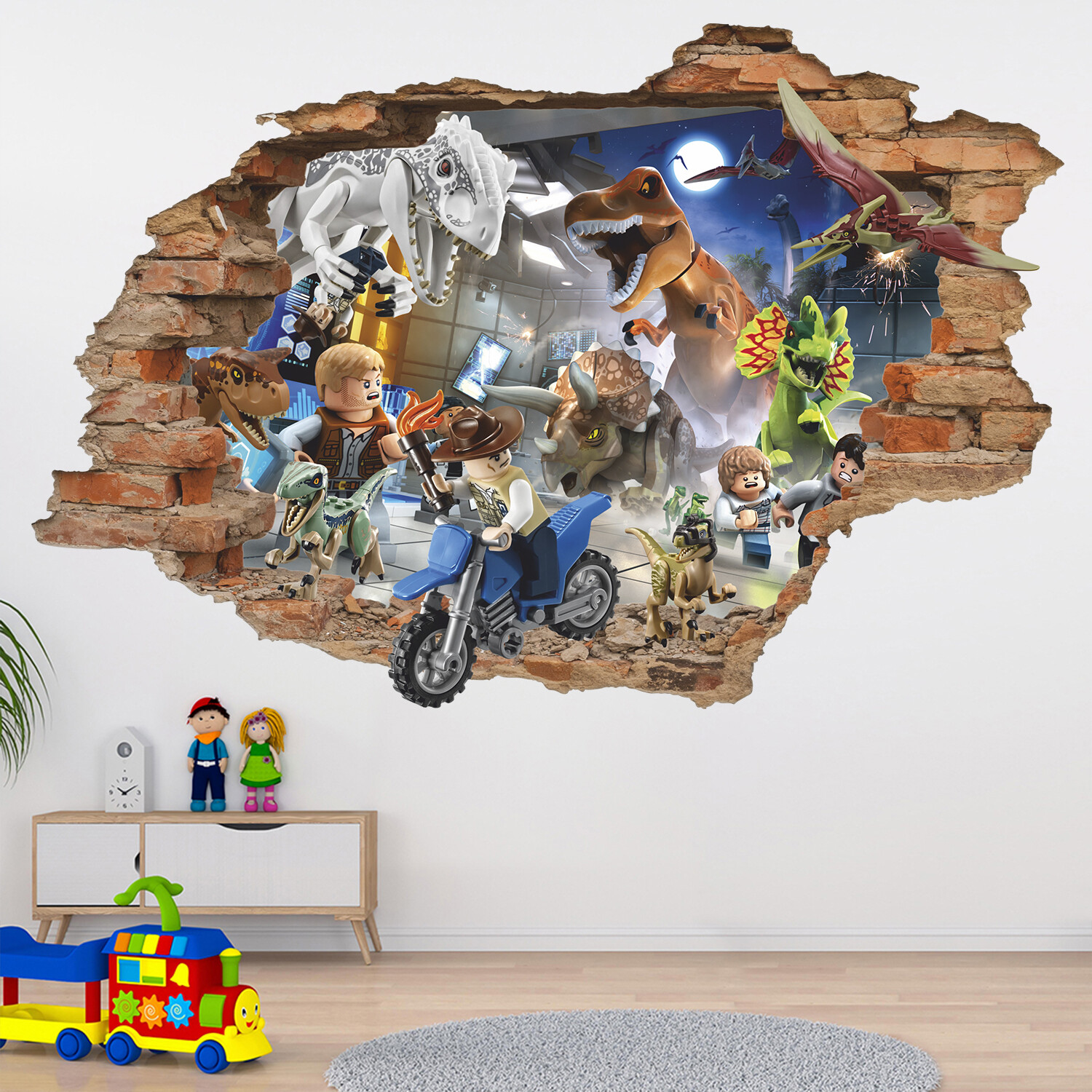 Lego Dinosaur World 3D Wall Decal, Toys Wall Sticker, Decor