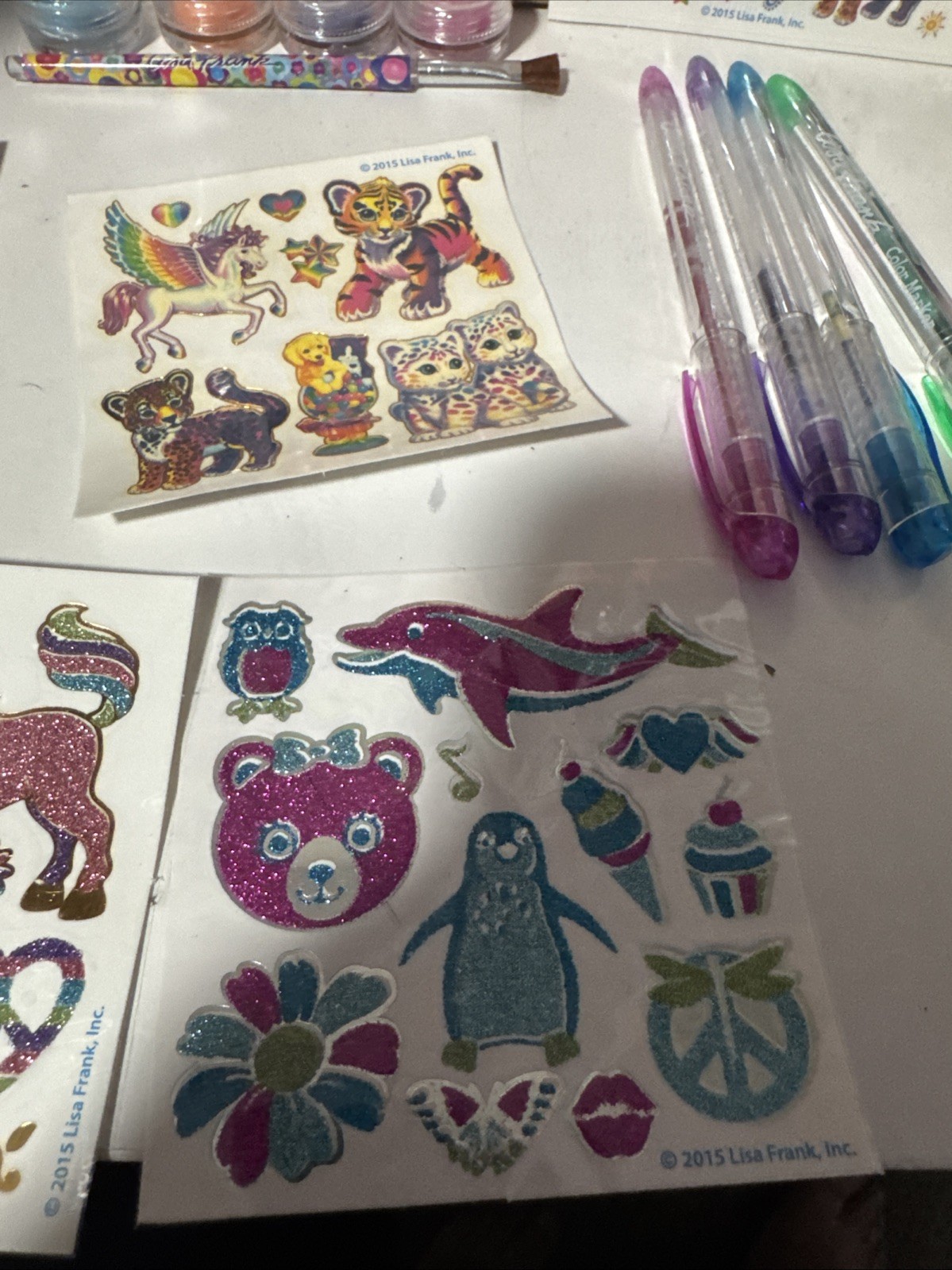 lisa frank temporary tattoos Sheets lot y2k glitter And Lisa Frank Glitter Pens