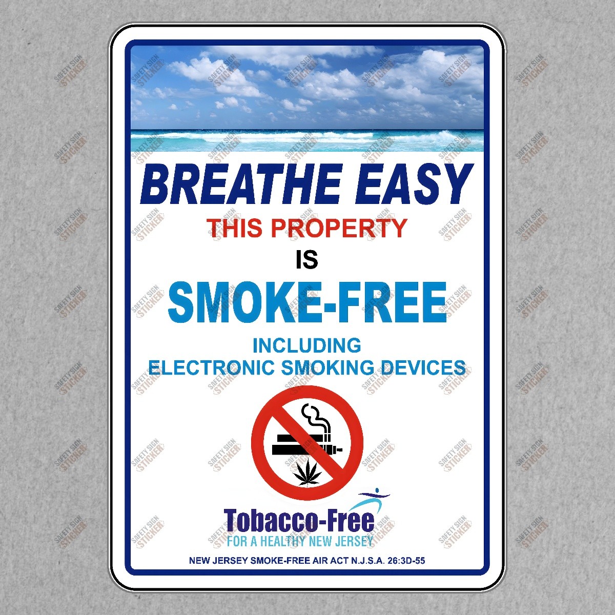 Smoke Free Property Safety Sign OSHA Compliant Workplace Health Notice #776581