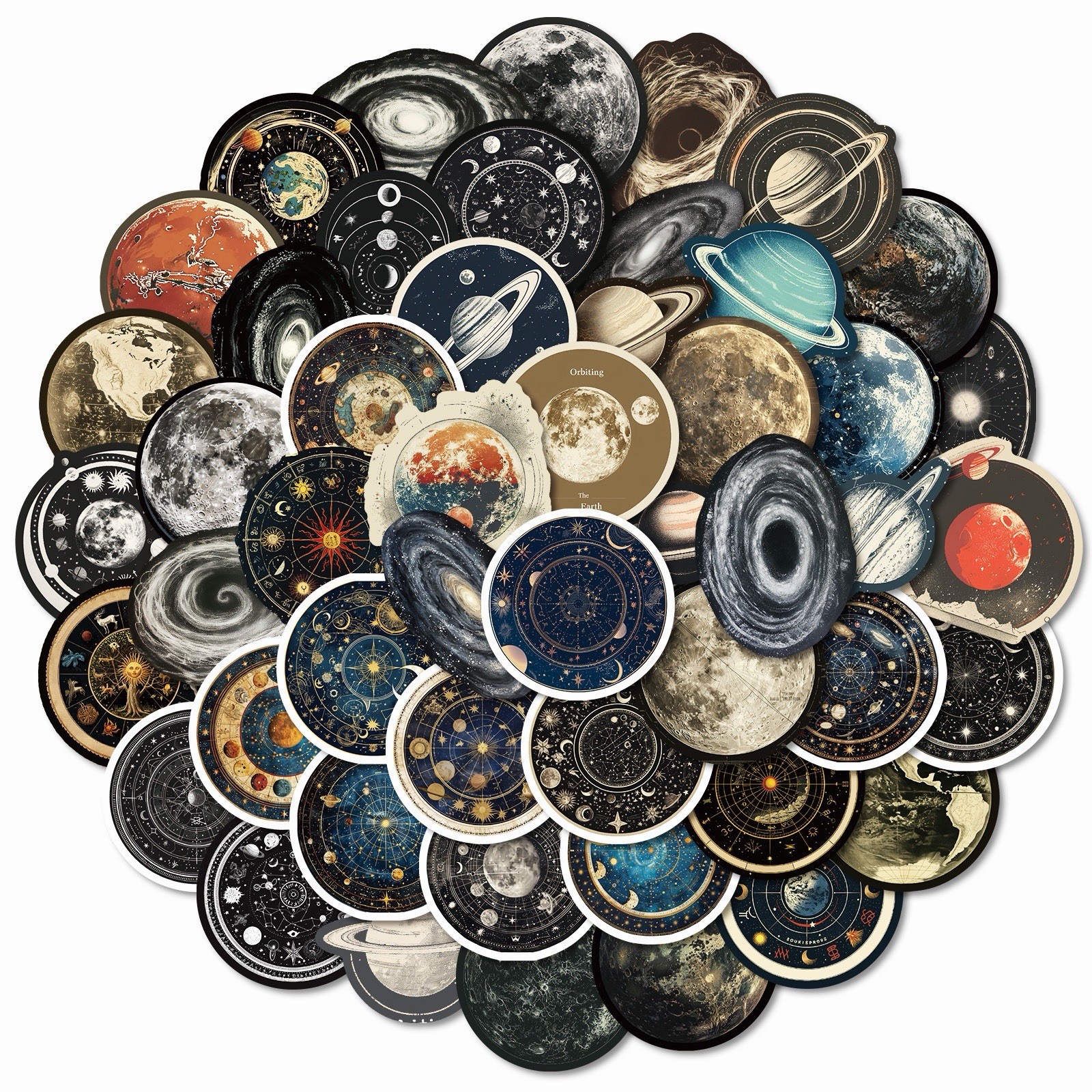 Space Solar System Stickers Space Planets Mixed Celestial Mix 50 Pack