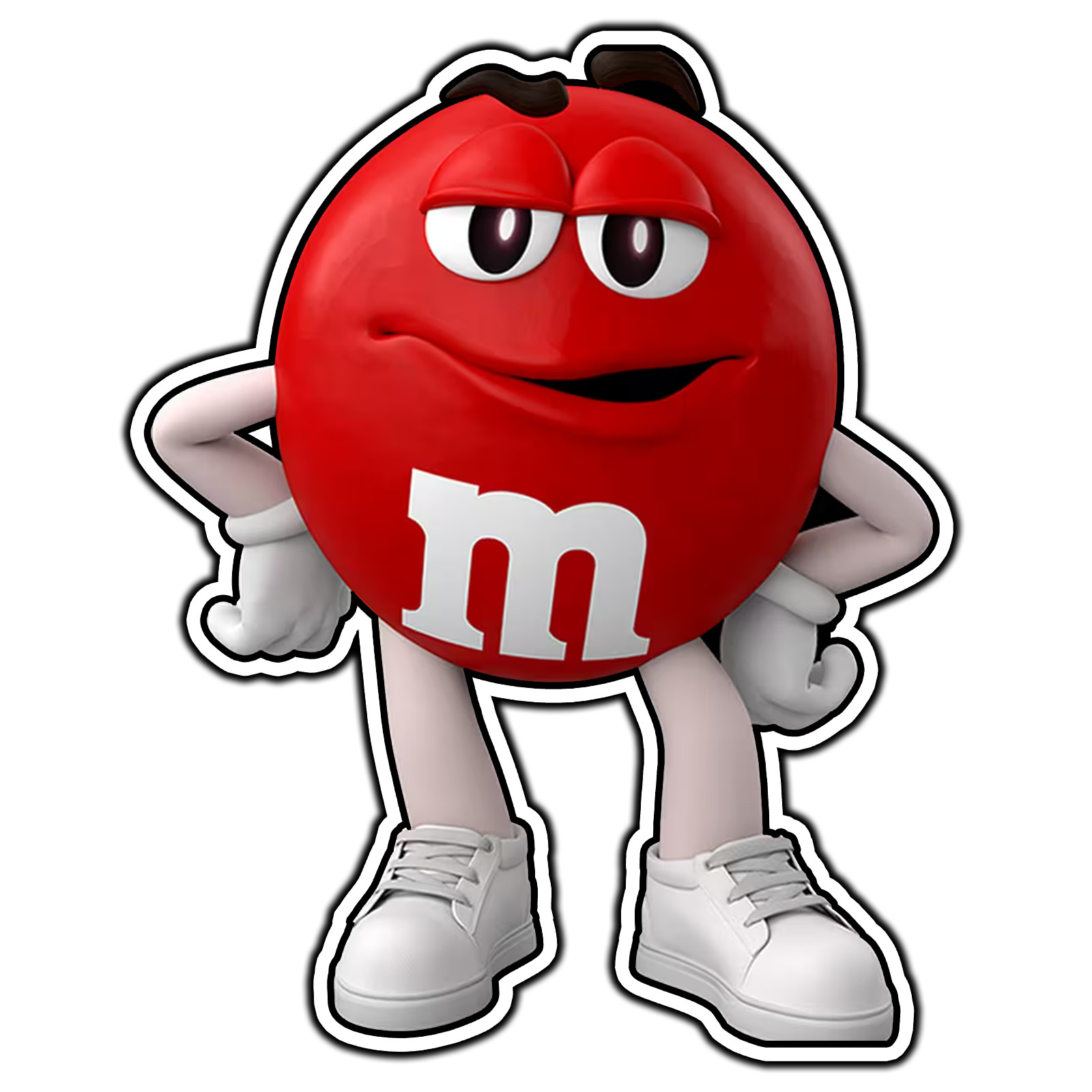 Red M&M Character Logo #1 Sticker Waterproof Vinyl Decal Die-Cut Garage