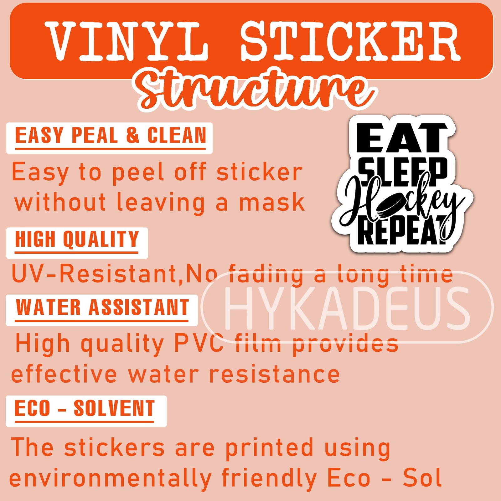 Hockey Stick Stickers 3PCS Ice Hockey Waterproof Vinyl Decals 3×1 Inch