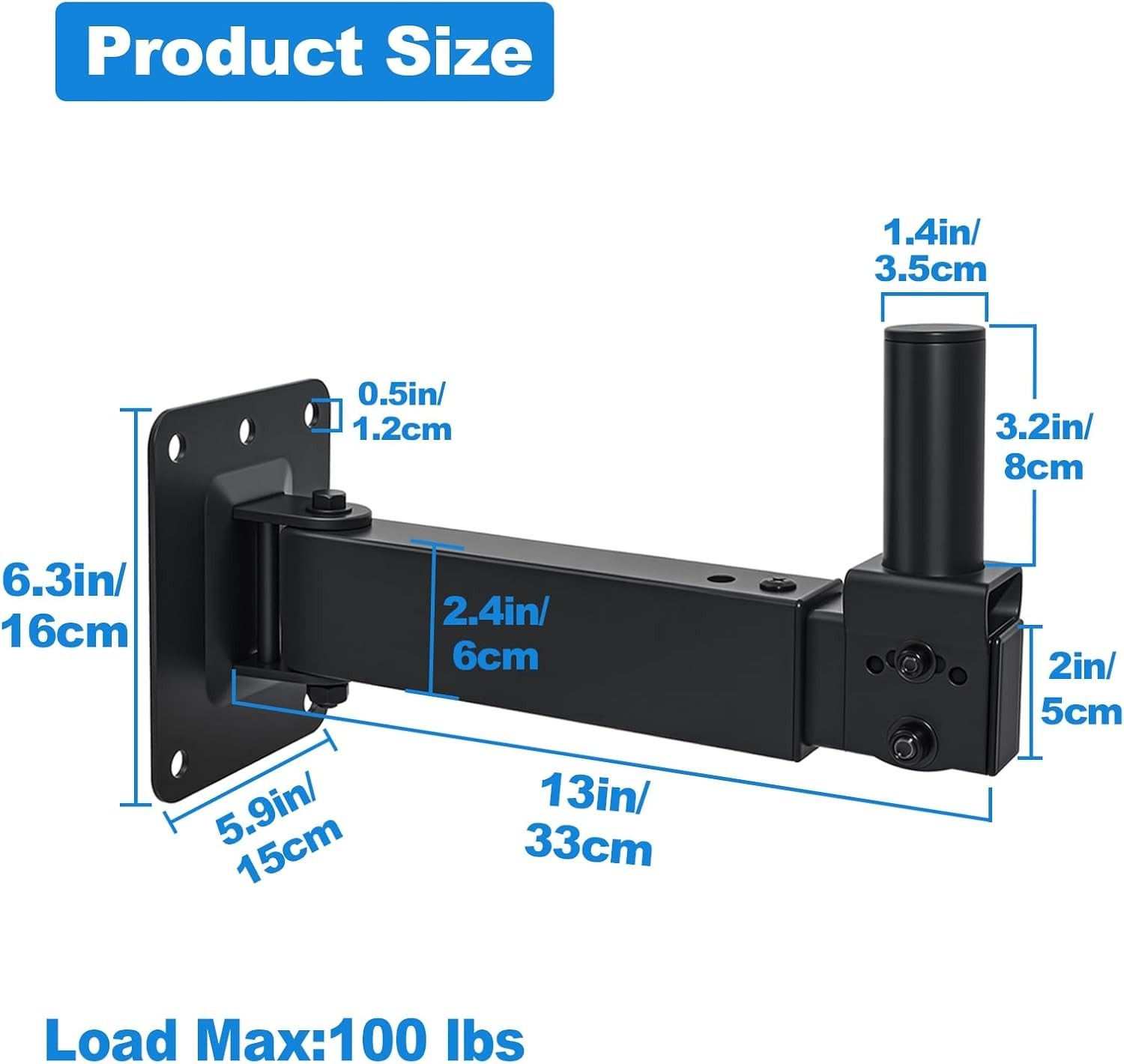 Heavy Duty Speaker Wall Mount,Adjustable Tilt & Swivel Wall Mount Brackets for P
