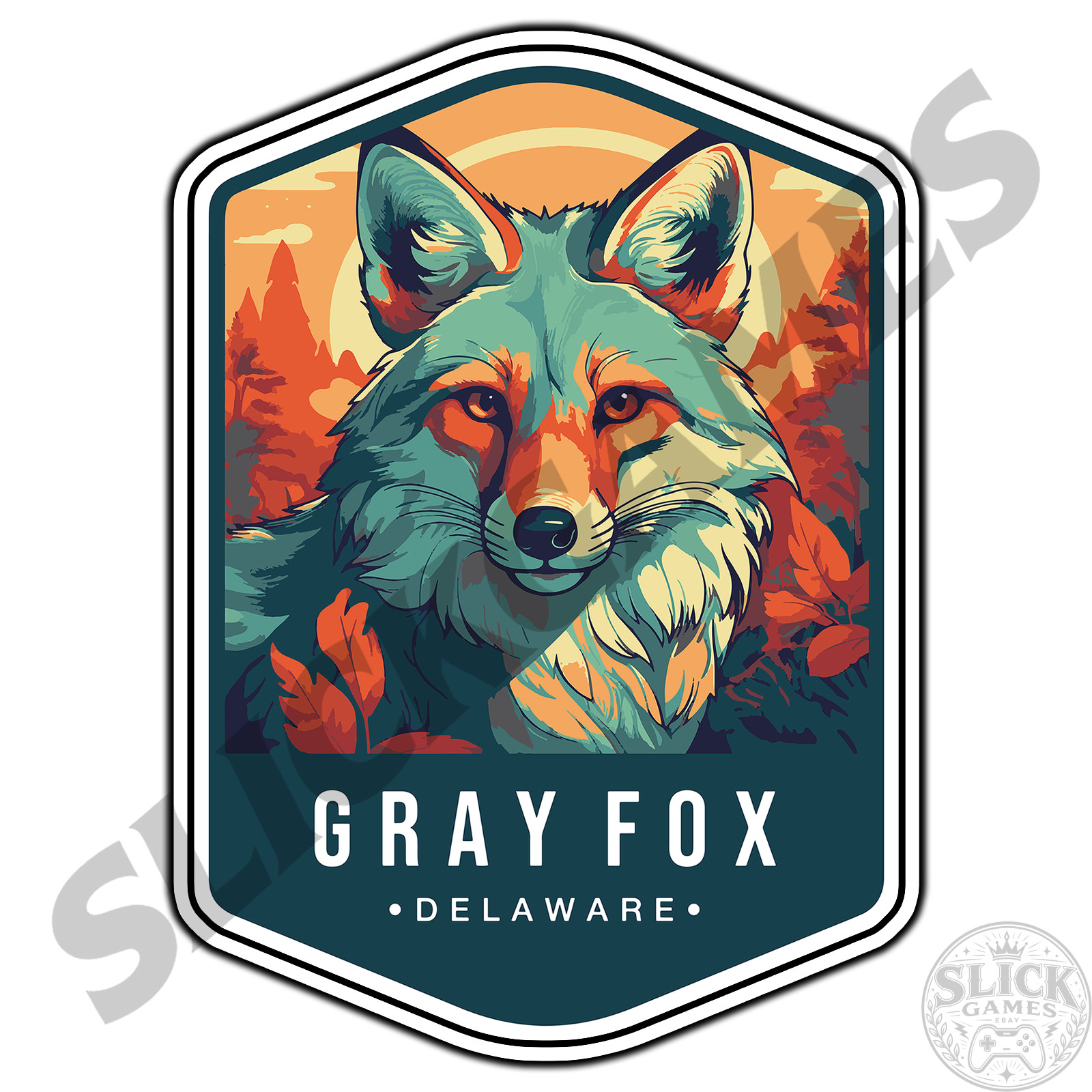 Gray Fox Delaware State Animal Travel #1 Sticker Waterproof Vinyl Decal Die-Cut