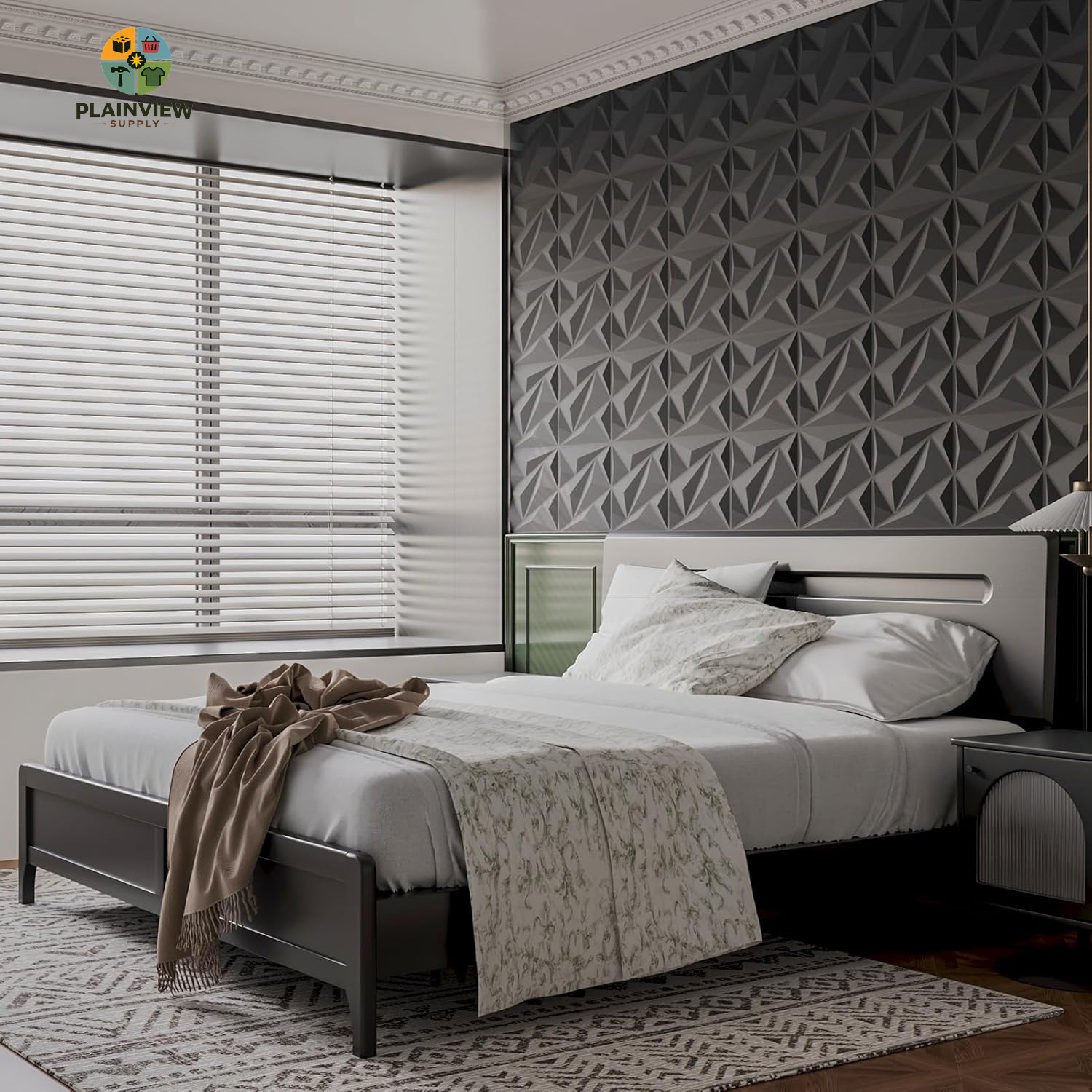 33 Pack 3D Wall Panel Diamond for Interior Wall Décor, PVC Flower Textured Wall