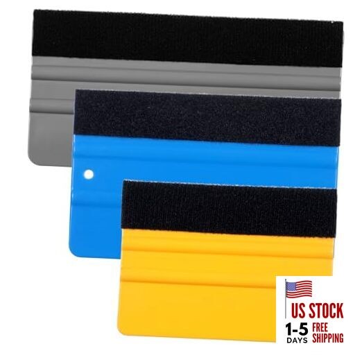 3 Pcs Squeegee for Vinyl, Black Felt Edge Vinyl Squeegee 4in, 5in, 6in Felt