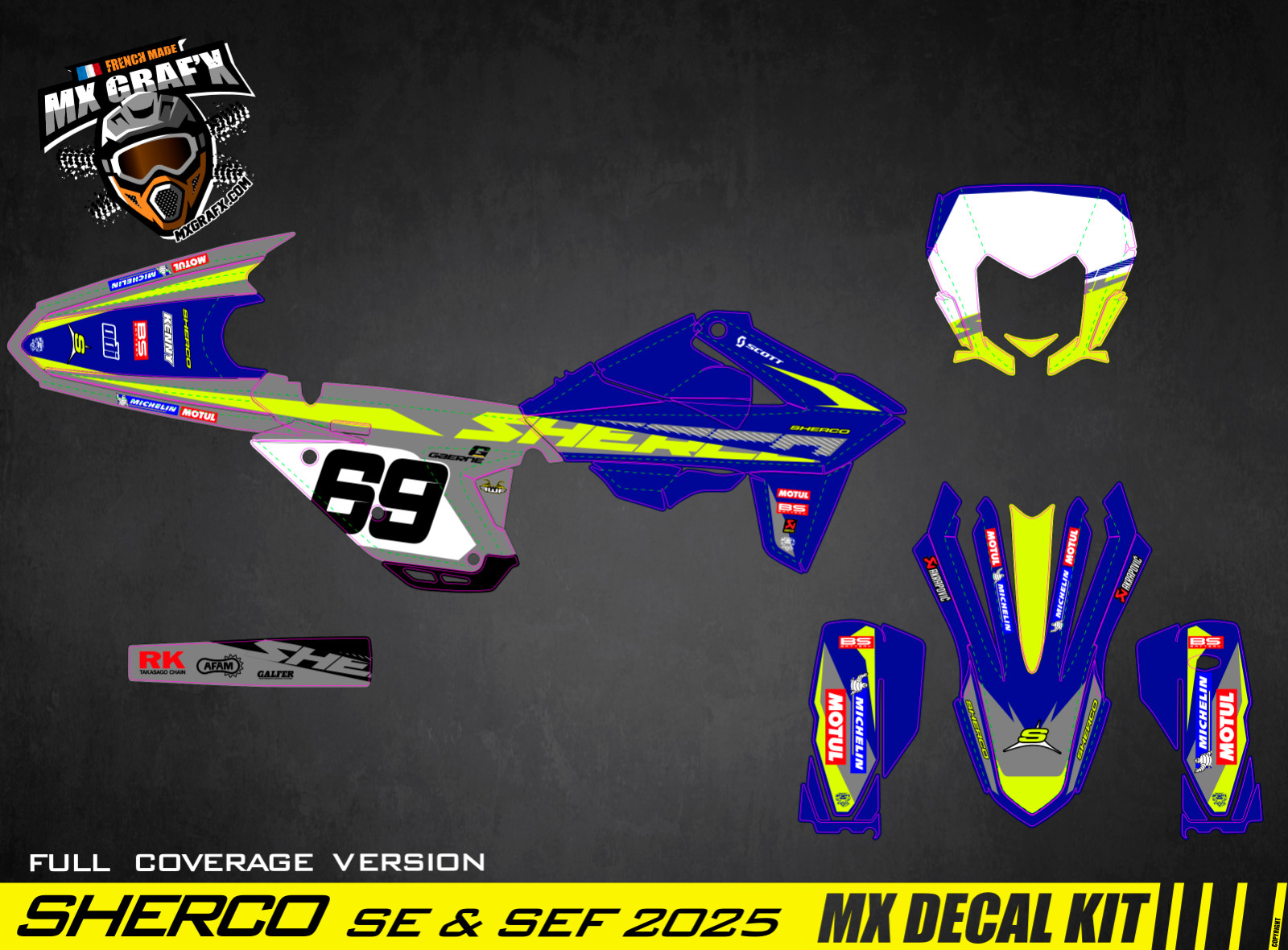 Mx Grafx Moto Decor Kit / Mx Decal Kit for Sherco Factory Enduro Replica 2025