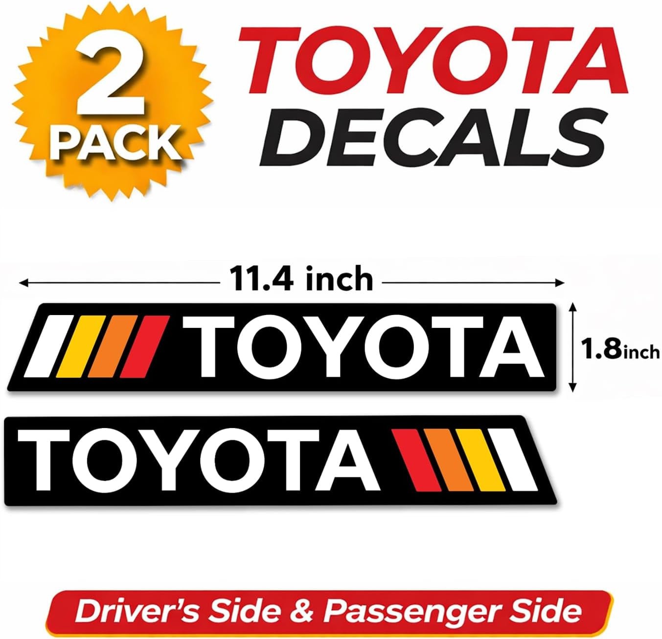 GRITKULTURE Removable Retro TRD Decal Graphic Sticker 2 Pack 11.2inch X 1.7in…