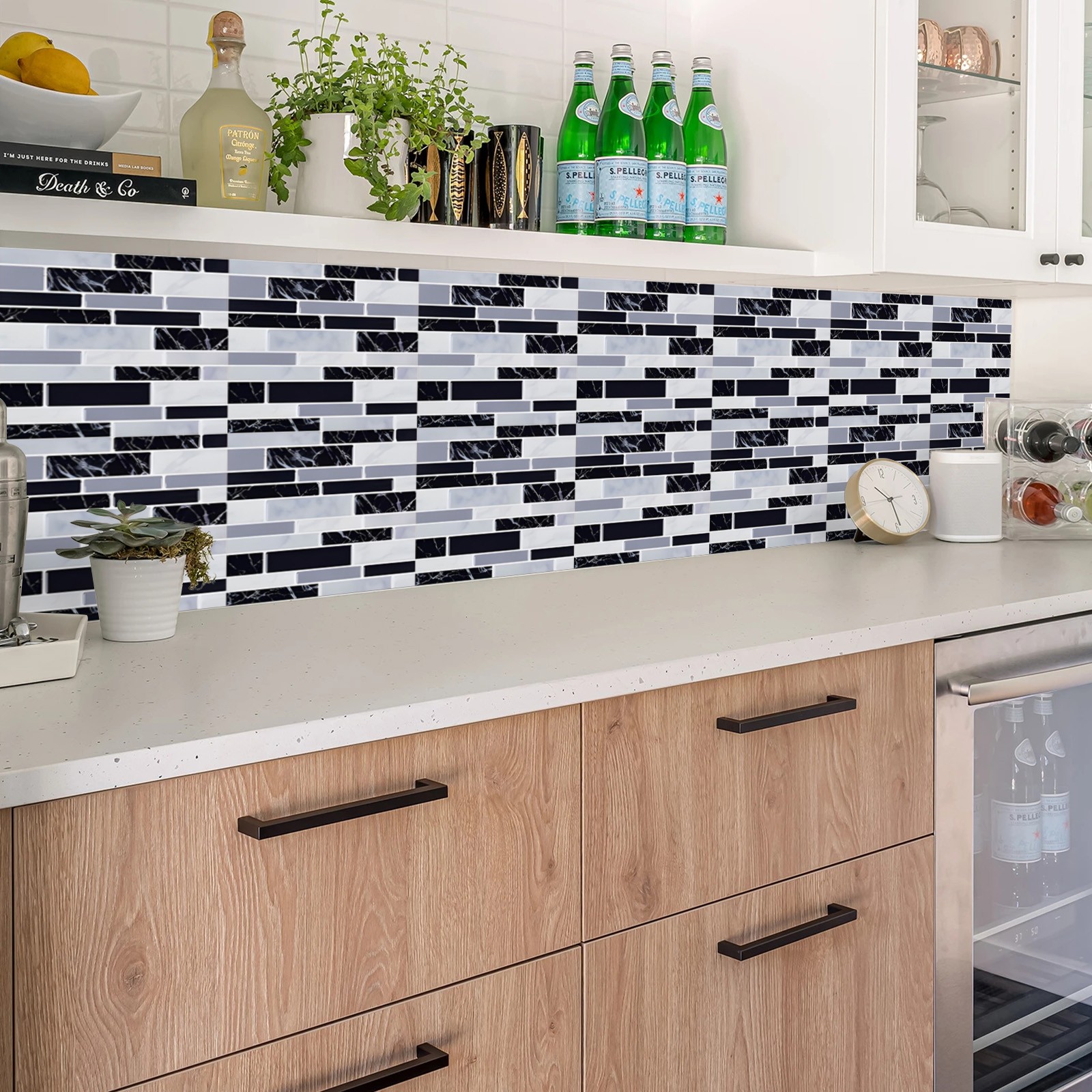 10/20 Pcs PVC Tile Backsplash Waterproof Self Adhesive Wall Panels for Kitchen