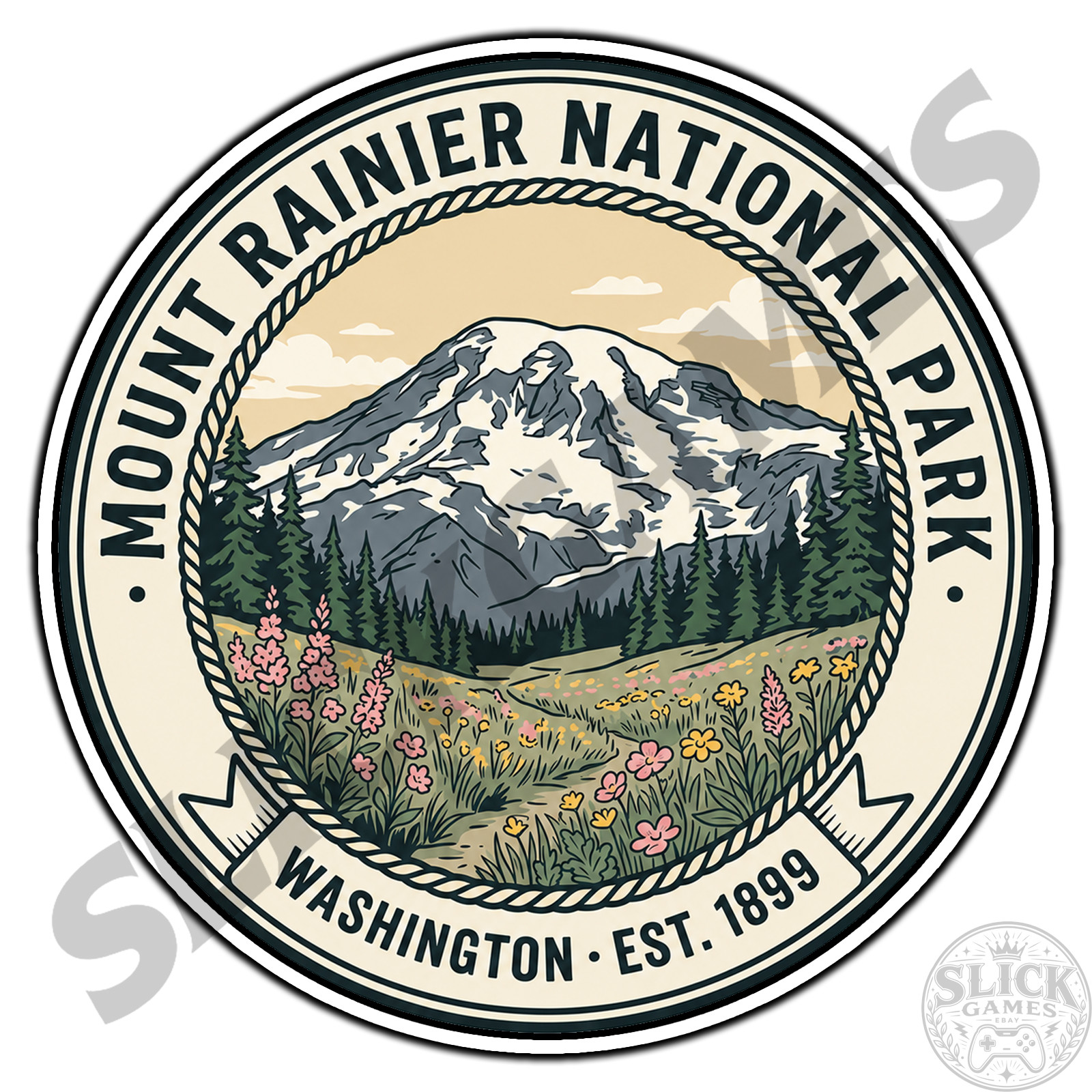 Mount Rainier National Park Washington #1 Travel Sticker Waterproof Vinyl Decal