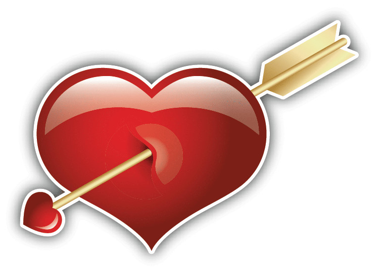 Arrow Heart Valentines Day Car Bumper Sticker Decal "SIZES"