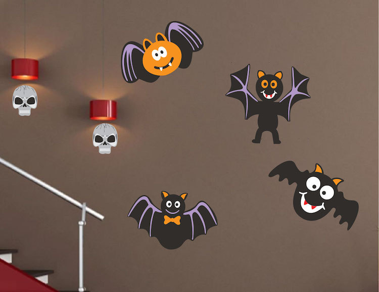 Halloween Pack Wall Decals Wallpaper Skulls Bats Seasonal Decorations Vinyl, h19