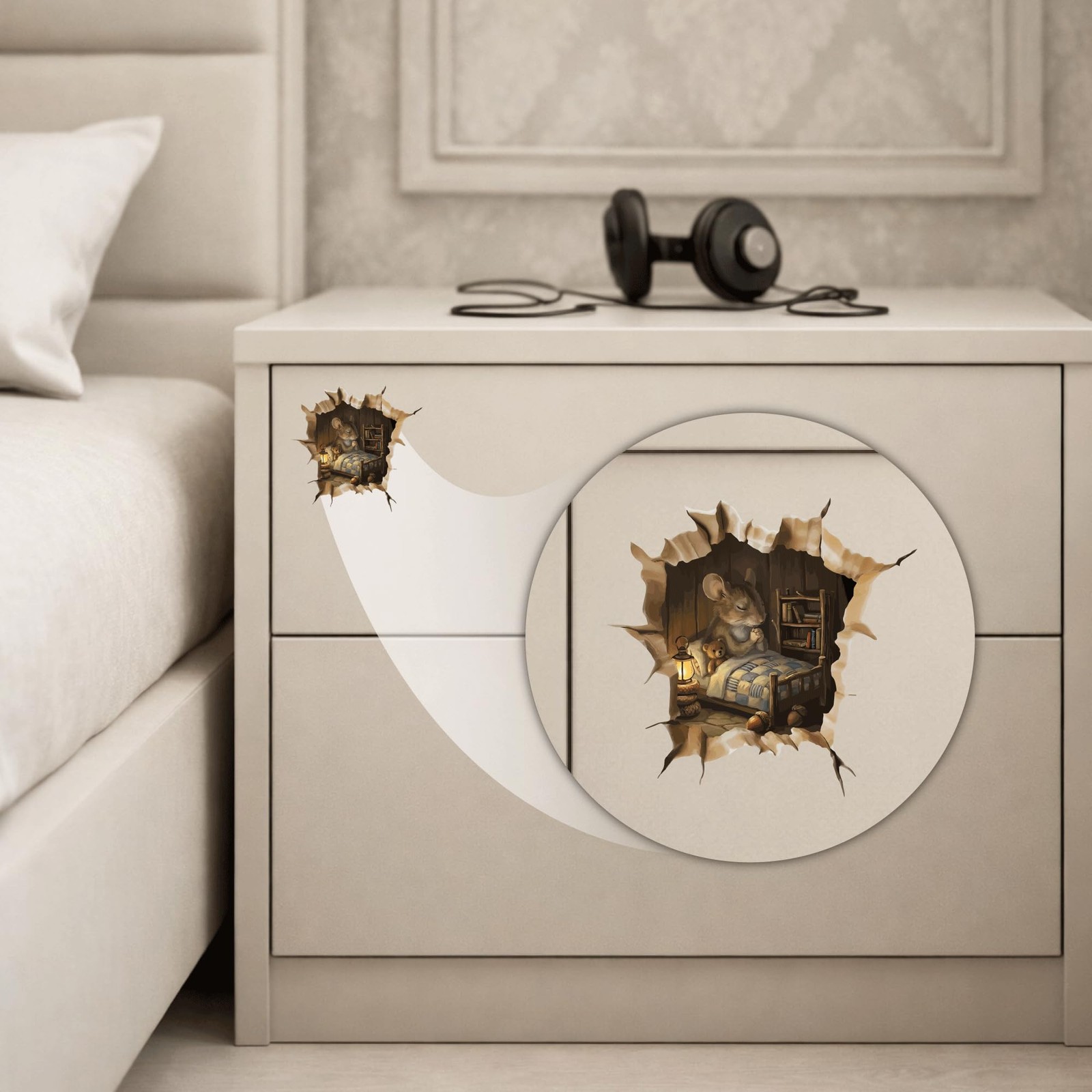 Hole Wall Stickers for – 3.5" x 3.2" Pack of 4 – 3D Peel & Stick Mousehole Dé…