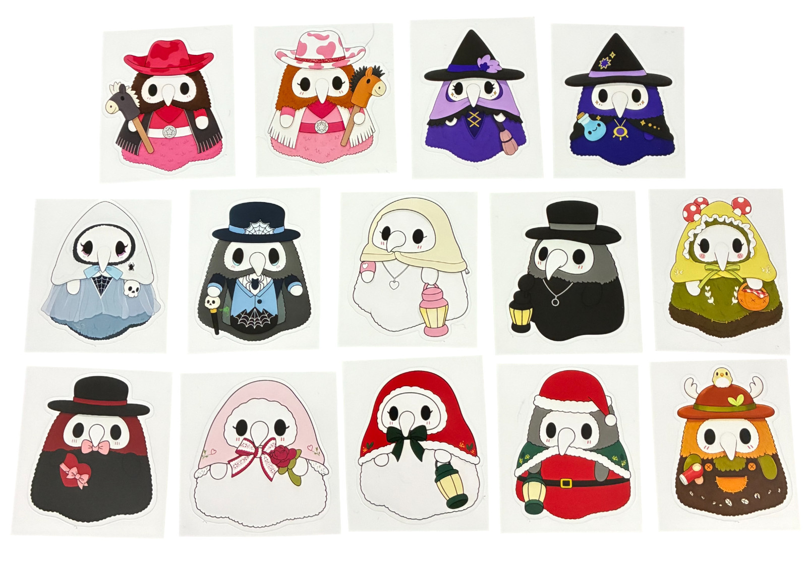 Plague Doctor & Nurse Squishable Inspired Sticker Set 14pc Waterproof Laminated