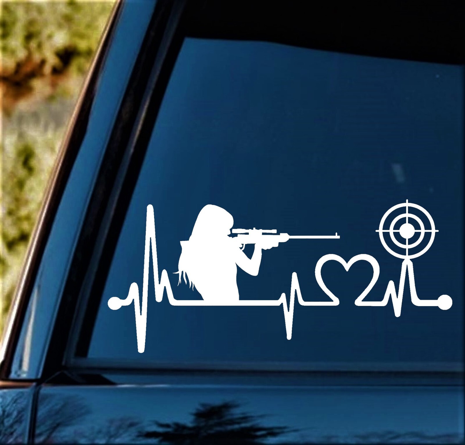 Gun Girl Heartbeat Target Shooting Decal Sticker Love Guns Rifle Pistol K1100