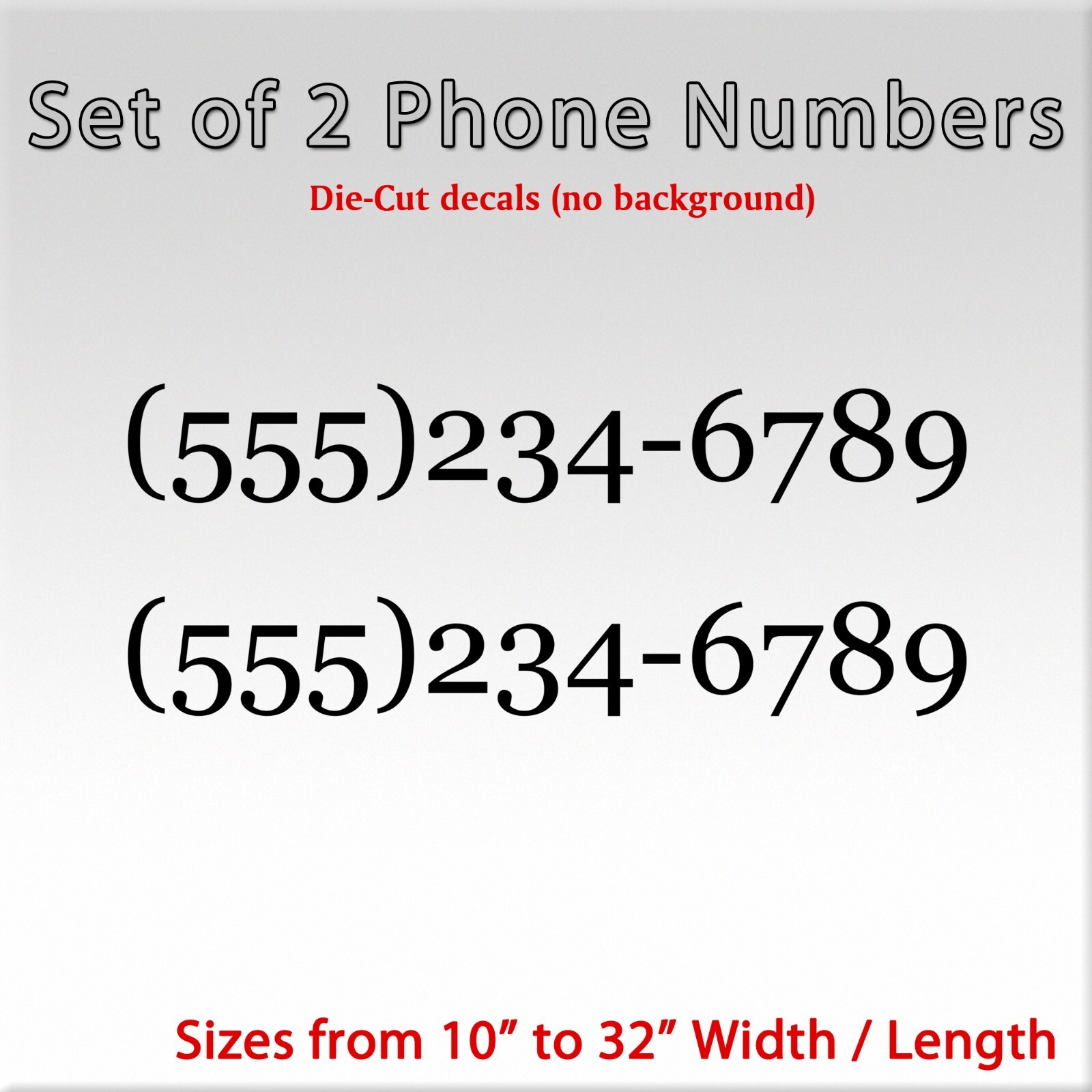 2 pack Phone Numbers Vinyl Die-Cut Decal set of 2 sticker custom company number