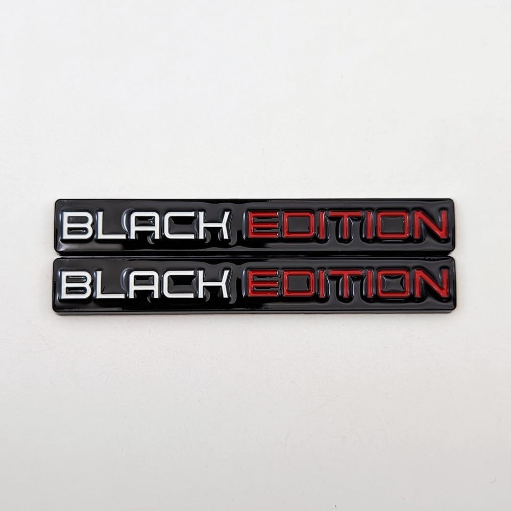 2X Chrome Metal Black Edition Car Emblems – 3D Auto Badge, Universal Fit