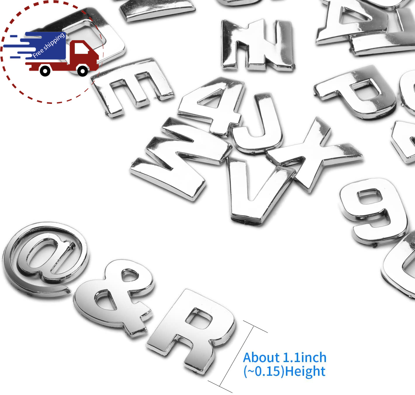 Lamoutor 40Pcs Car Emblem Letters Sticker DIY 3D Chrome Number Symbol Badge Deca