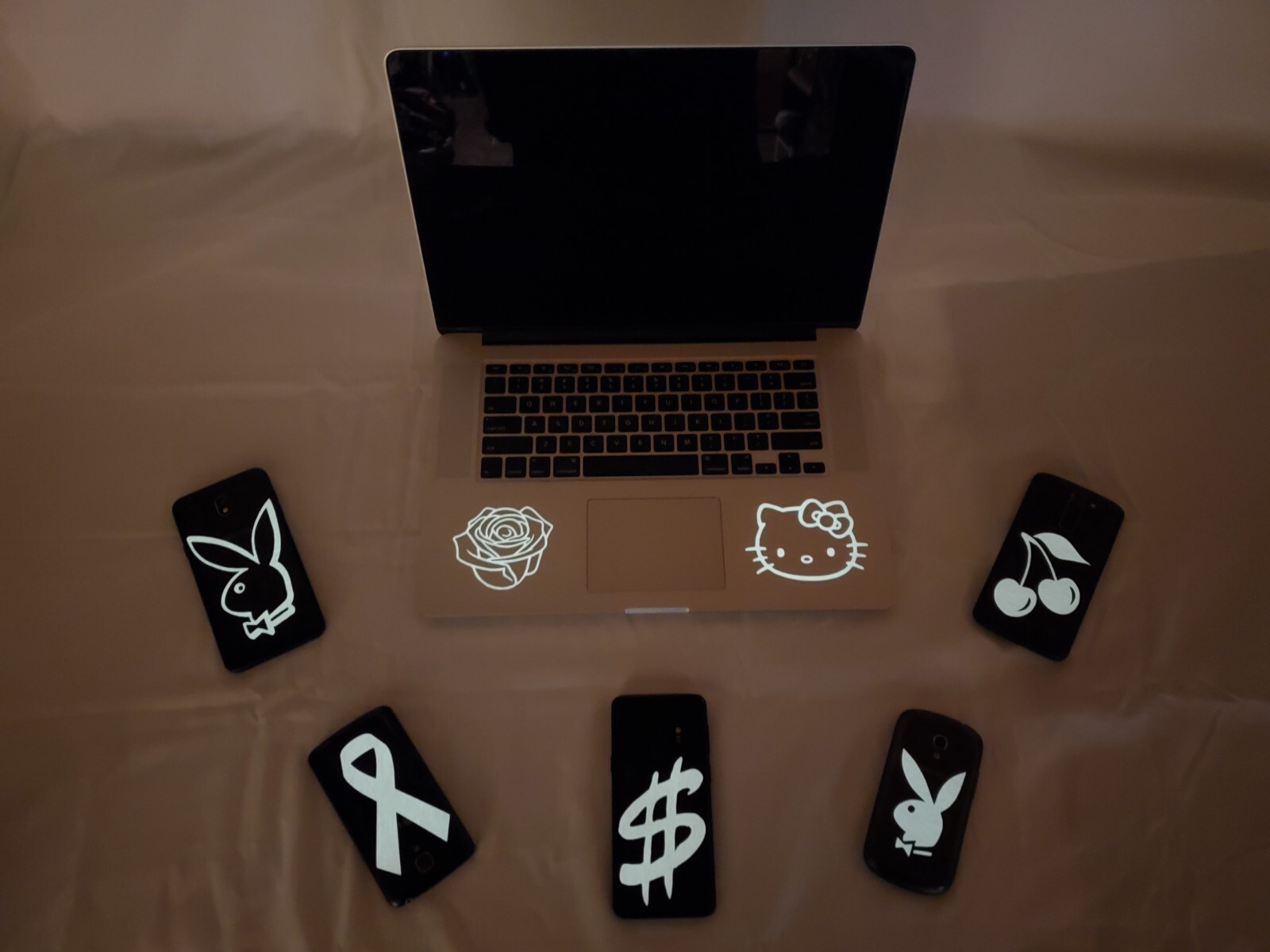 Glow In The Dark Pink Vinyl Decals Womens Mixed Lot Lit Studio Decor Full Sheet