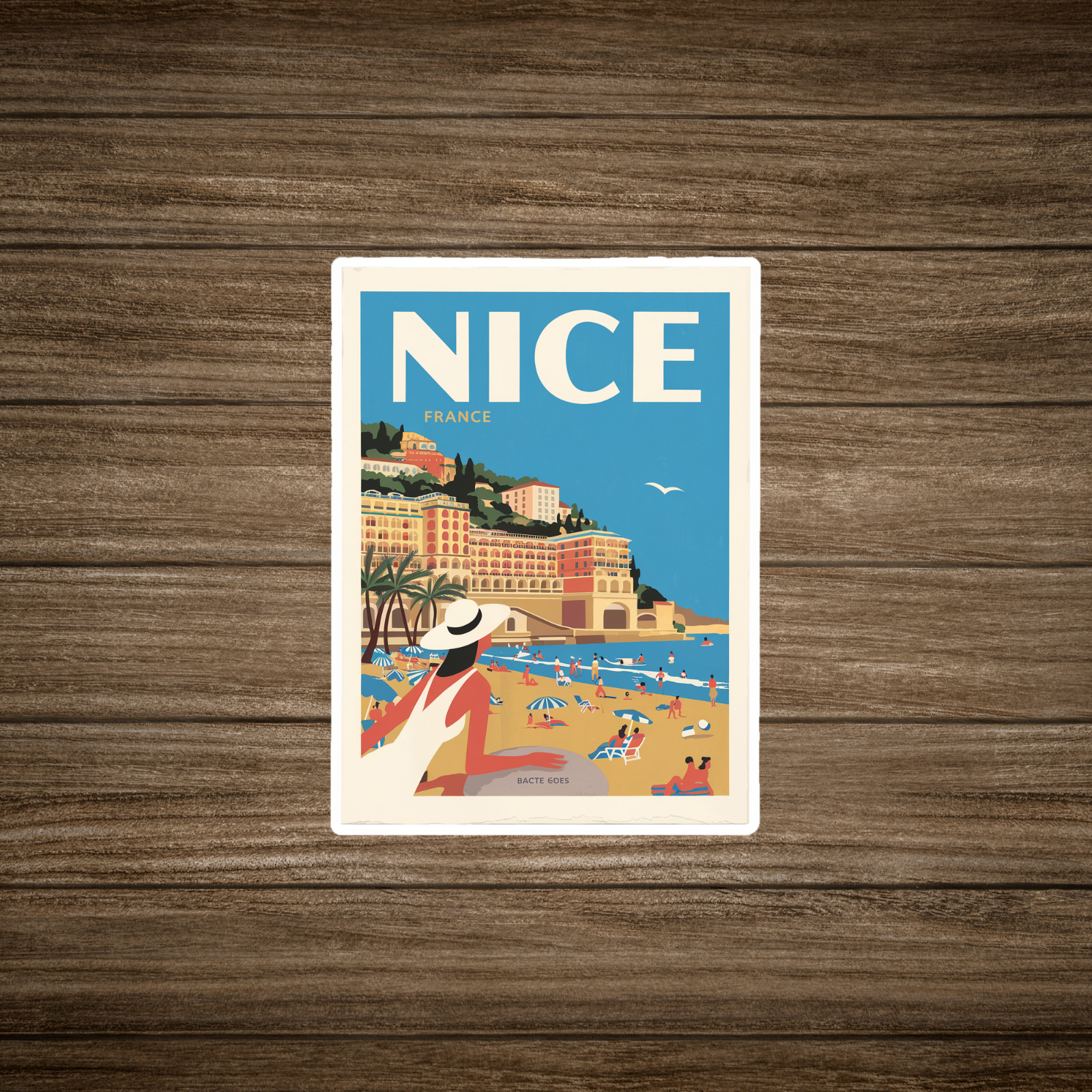 Vintage Nice France Travel sticker – Colorful French Riviera Wall Art Print #315