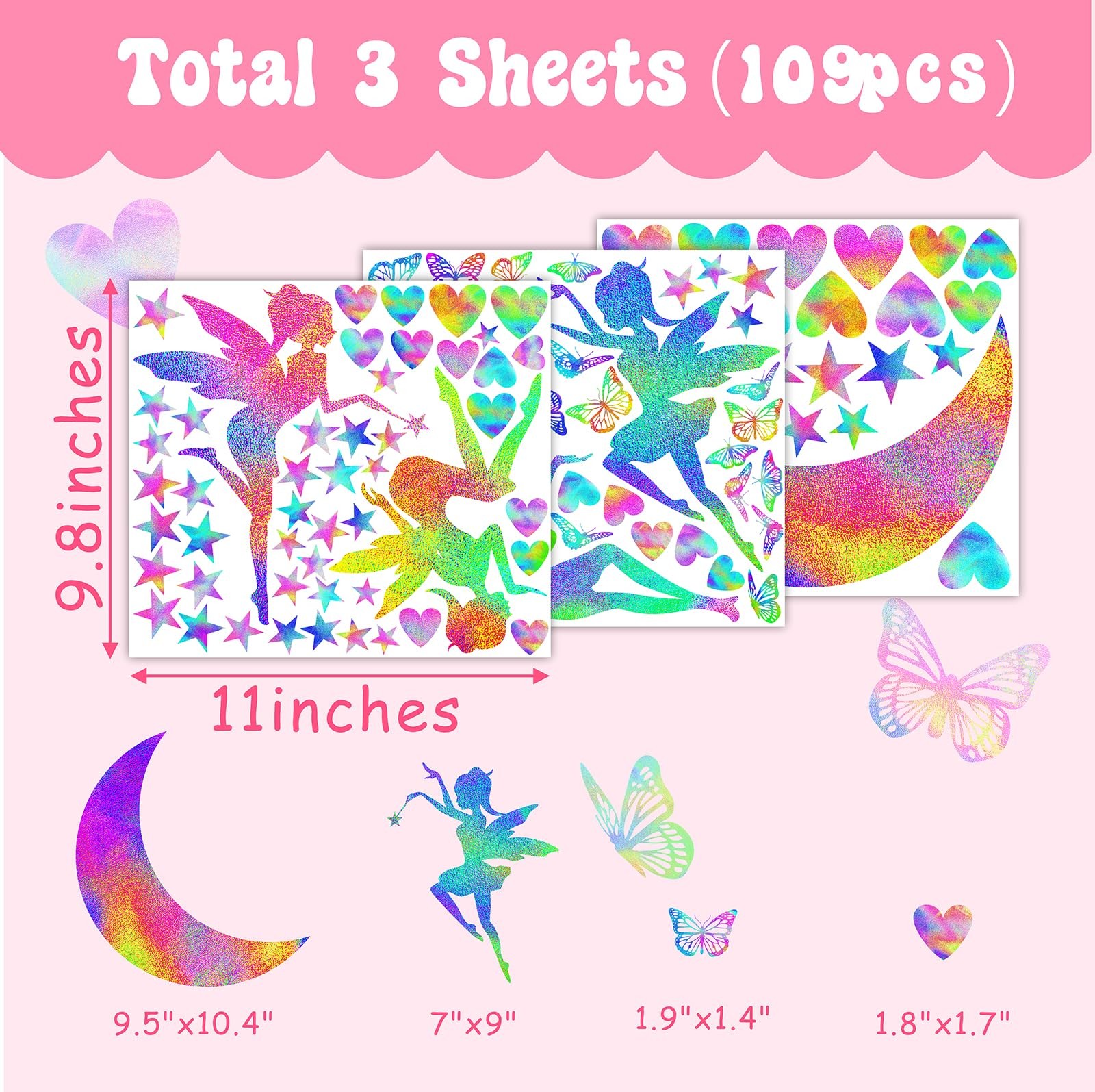 Colorful Fairy Wall Stickers for Girls Room Nursery Princess Wall Decals
