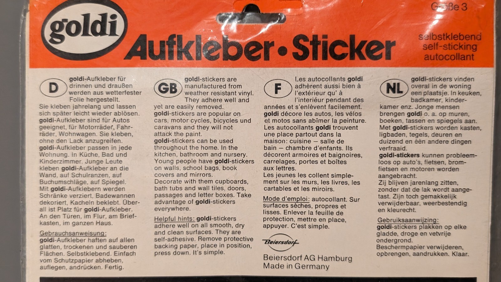 NOS Goldi Turtle Vinyl Stickers Aufkleber Made in Germany Vintage RARE 8 x 13