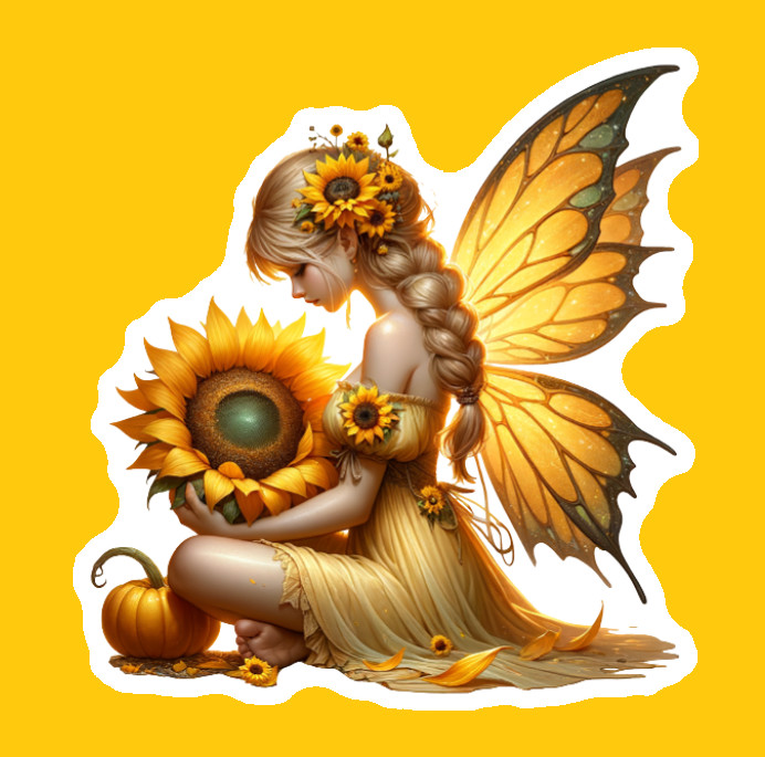 Weatherproof Vinyl Decal Fall Fairy Handmade UV Coated Outdoor Indoor Durable