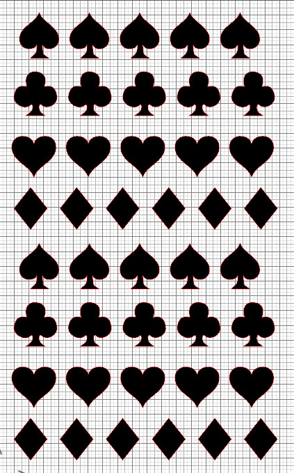 5" x 8" Card Suit Sticker Sheet Oracal 651 Vinyl Stationary Black Or Red Decals