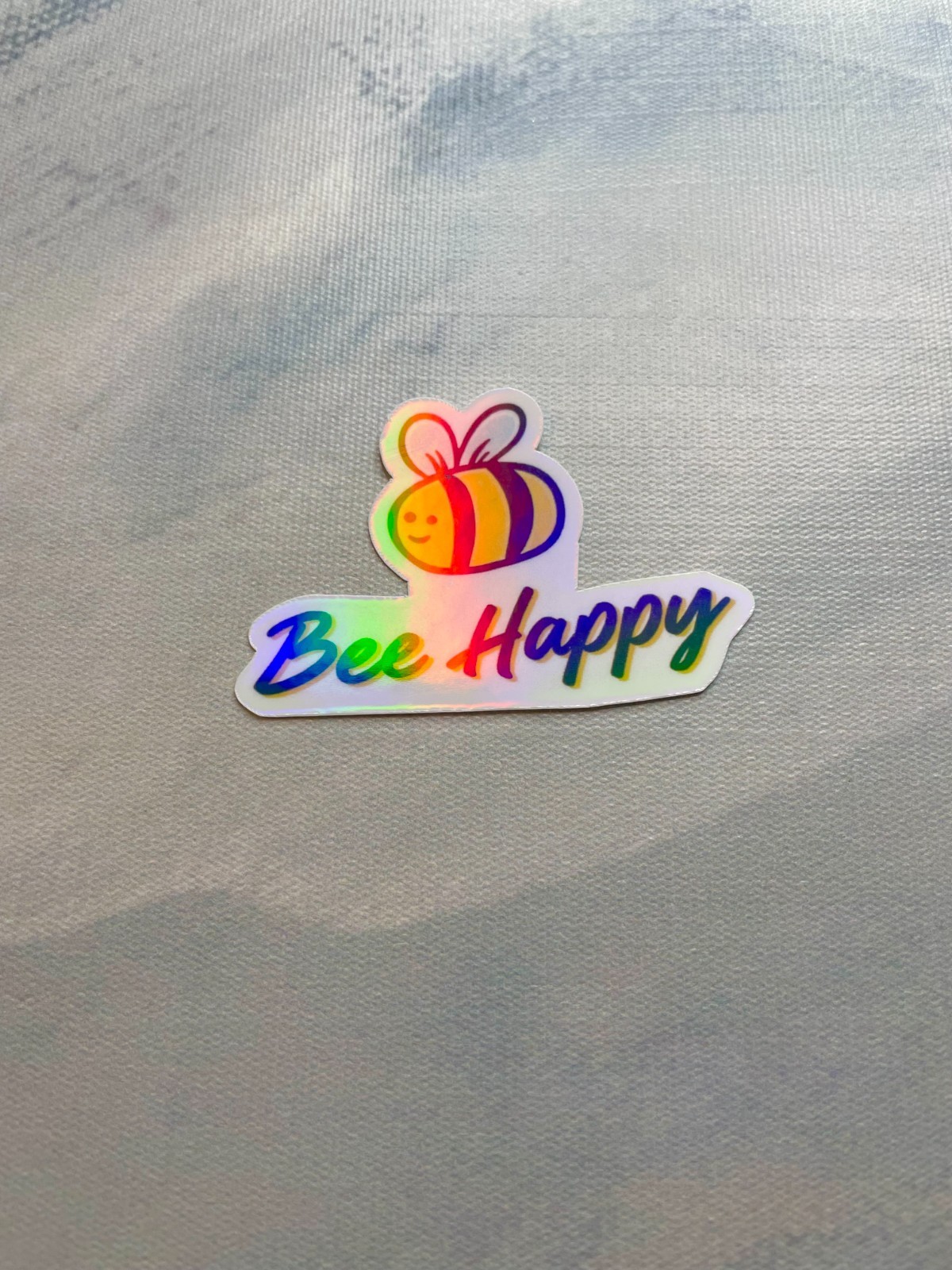 Bee Happy Sticker l Gloss or Holographic Laminate l Waterproof Decal