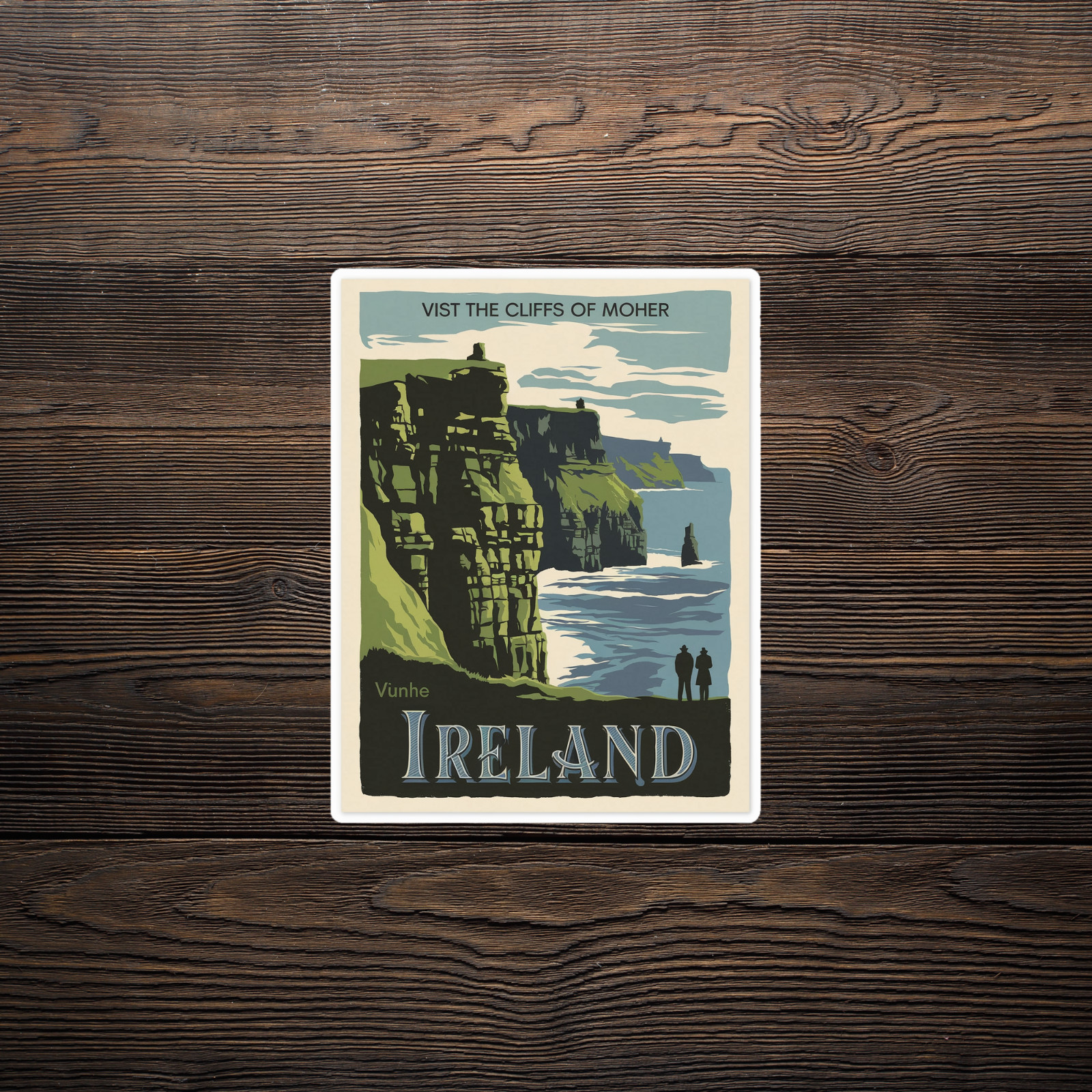 Vintage Ireland Travel sticker – Visit the Cliffs of Moher in Vunhe #3145