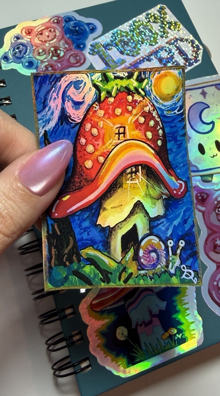 Strawberry Mushroom Vinyl Sticker | 3" | Original Art by Sara Rose