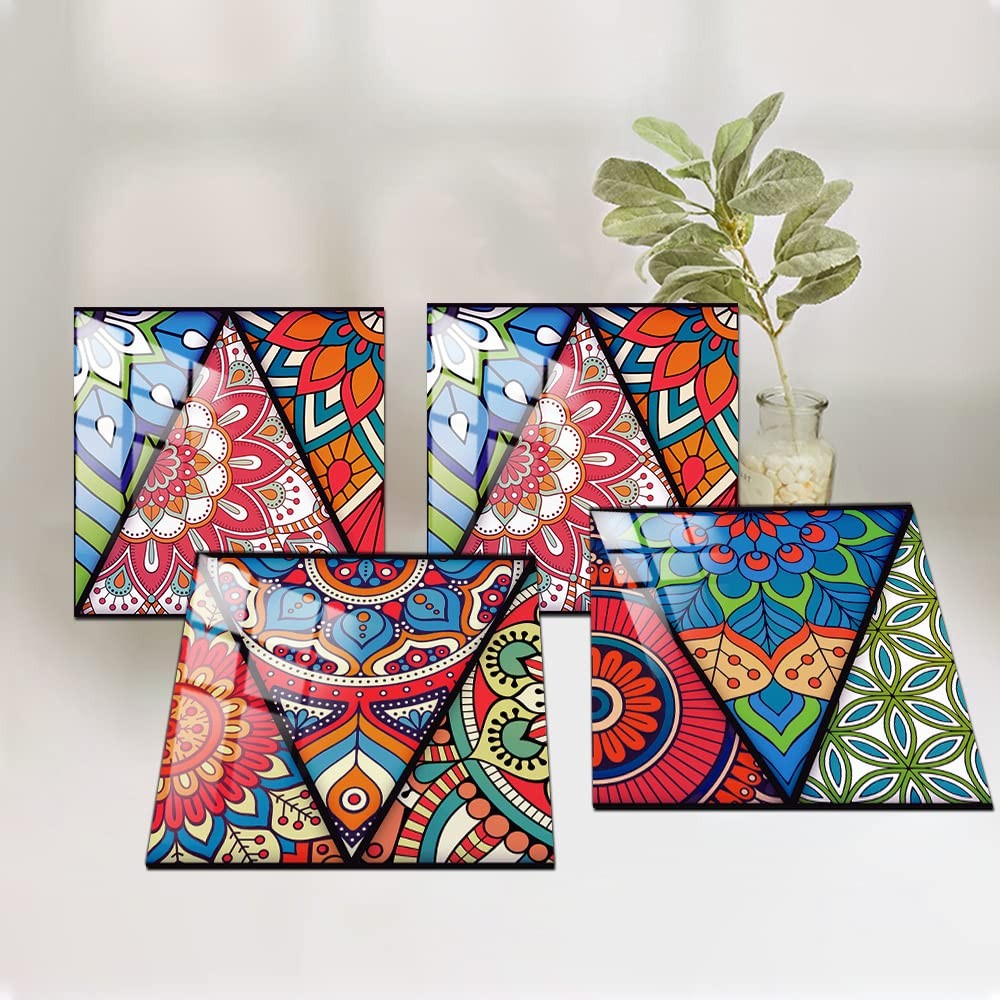 16 Pcs Mandala Style Decorative Tile Stickers 6×6 Vinyl Peel and Stick Backplash