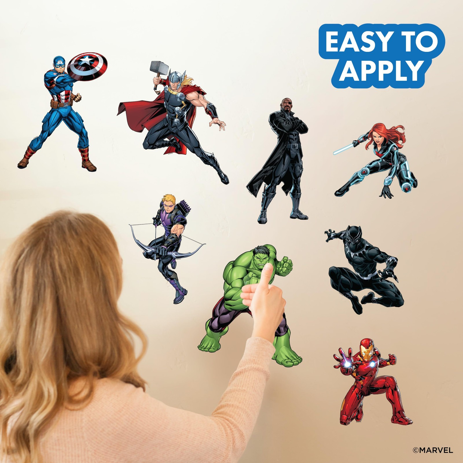 Marvel The Avengers Wall Decals – Set of 8 Hulk Iron Man Captain America Blac…