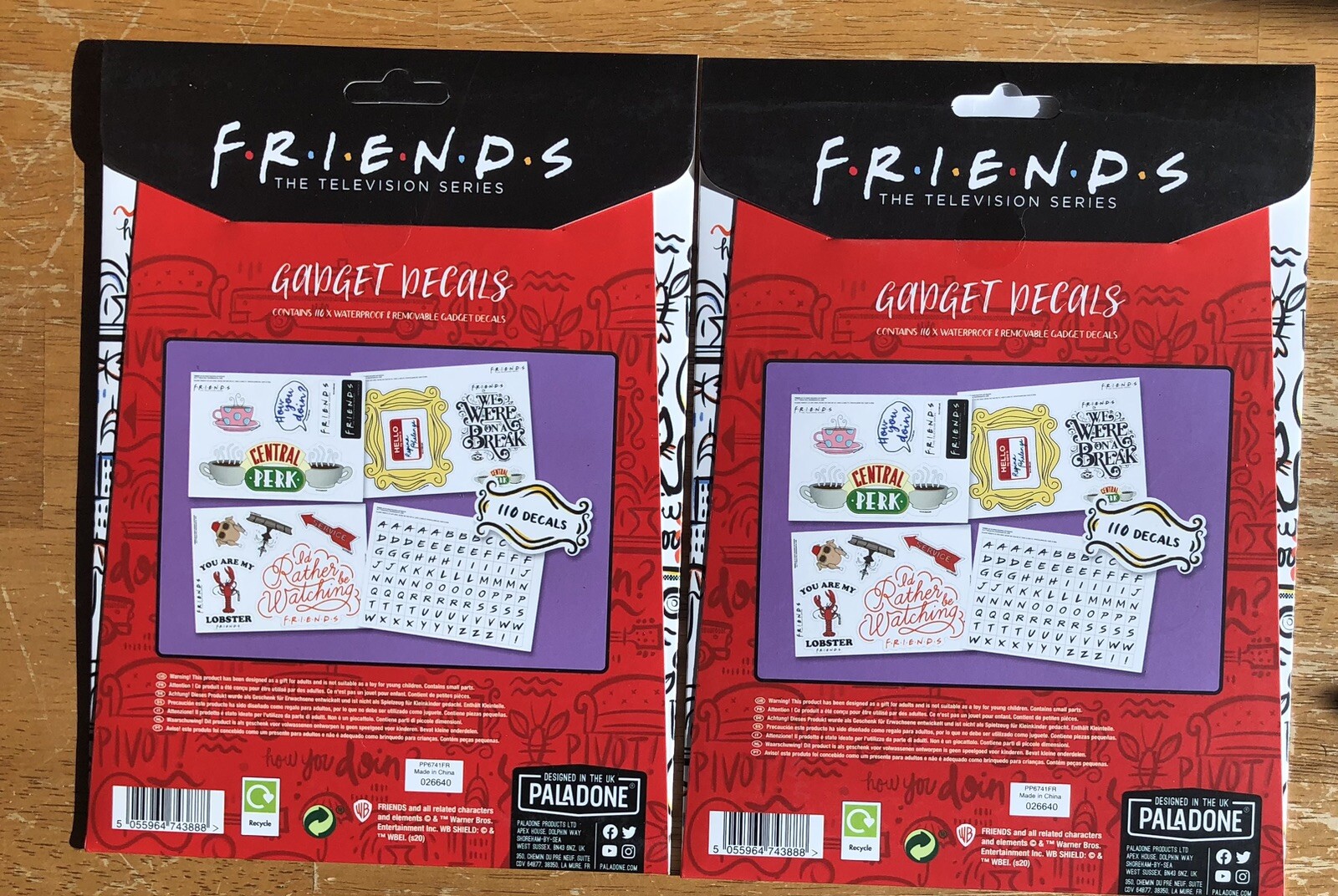 Lot of 2 Friends Decals 110 Waterproof & Removable Gadget Device Locker Decals