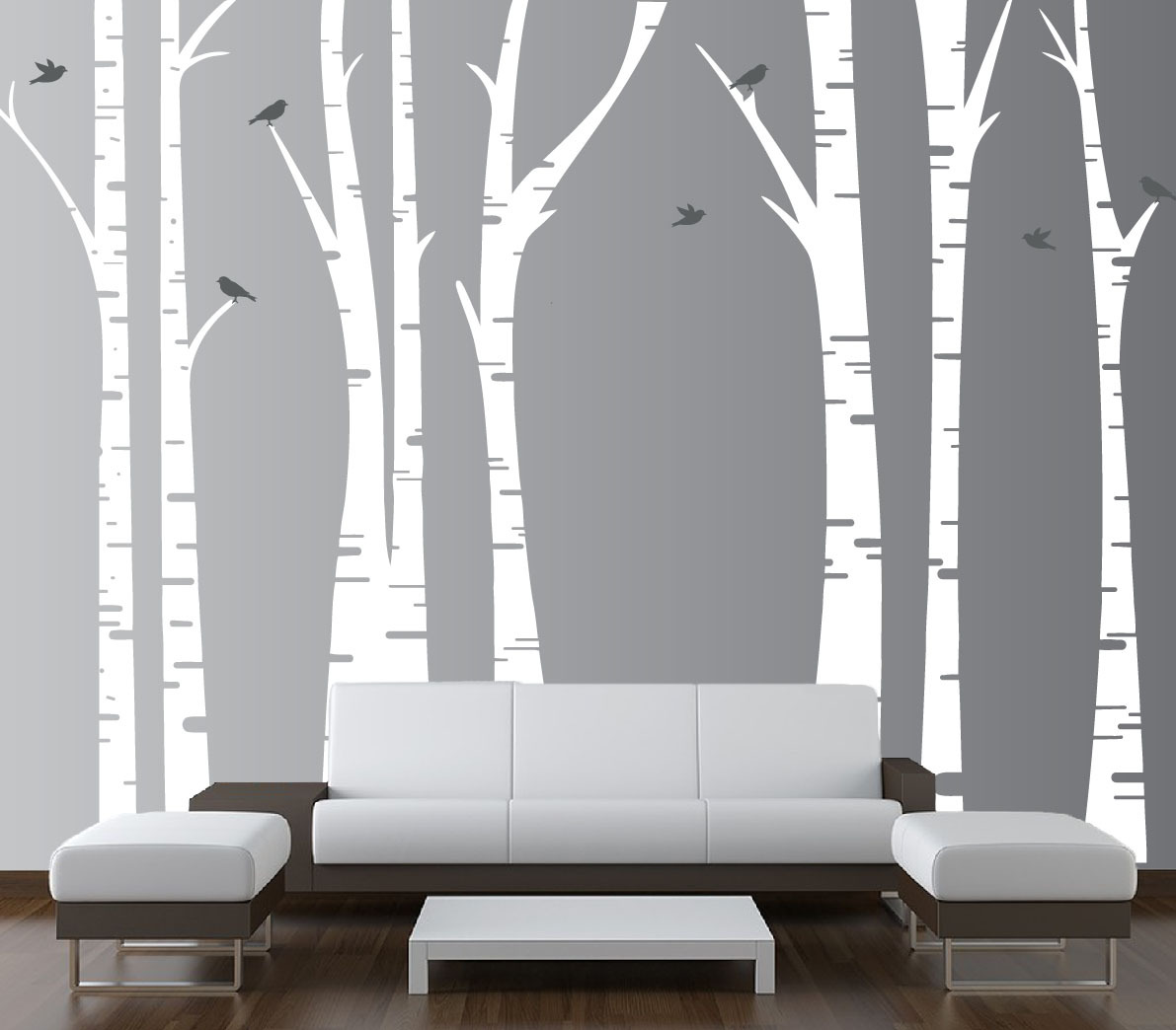Birch Tree Wall Decal Forest Art Vinyl Sticker Removable Nursery Birds 1295