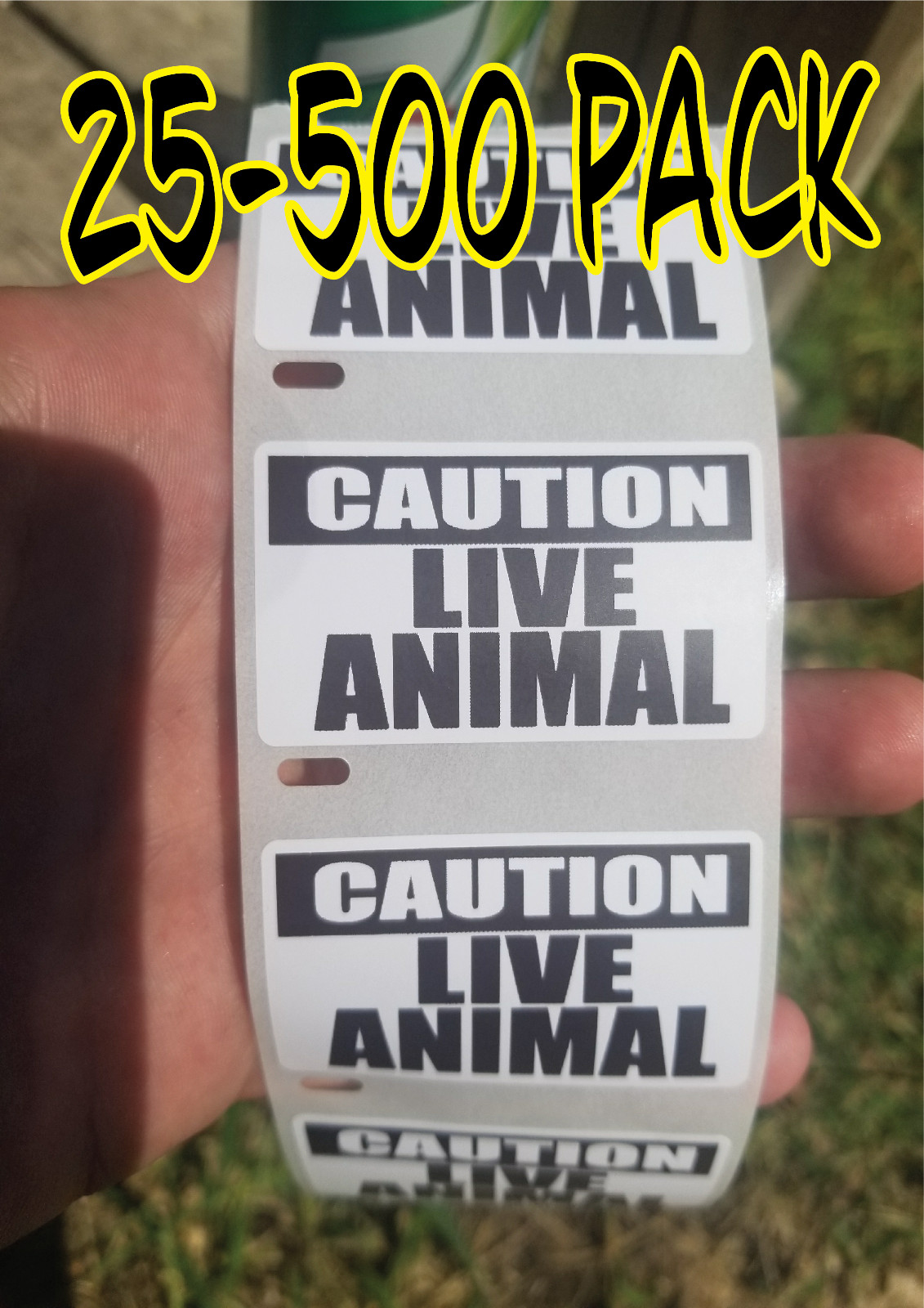 CAUTION LIVE ANIMAL WARNING LABEL STICKERS 25-1000 Pack decal gag joke sticker