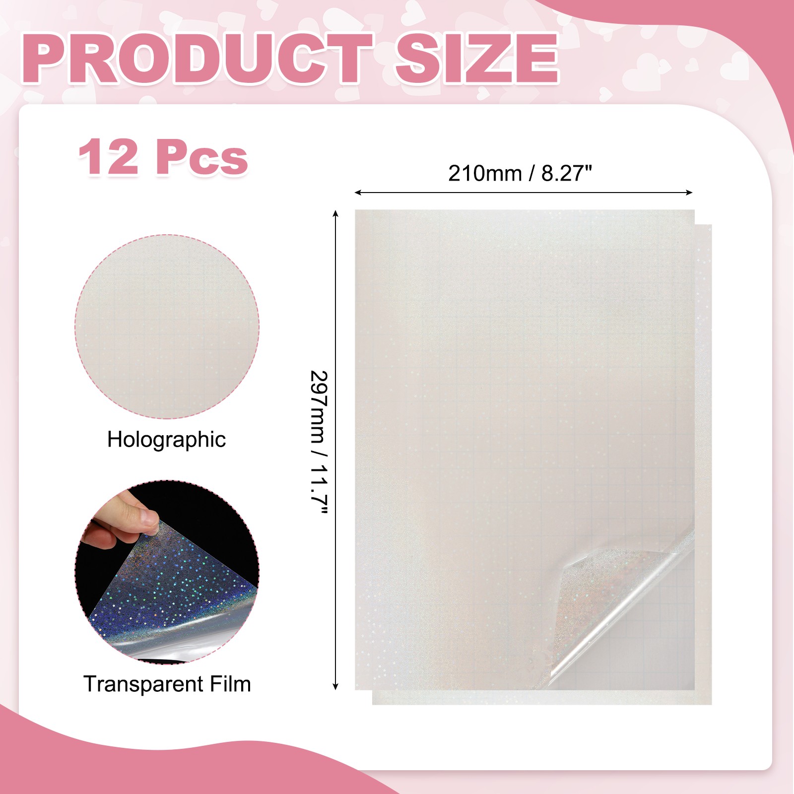 12 Sheets 8.3"x11.7" Holographic Sticker A4 Self-Adhesive Film(Little Sand Star)